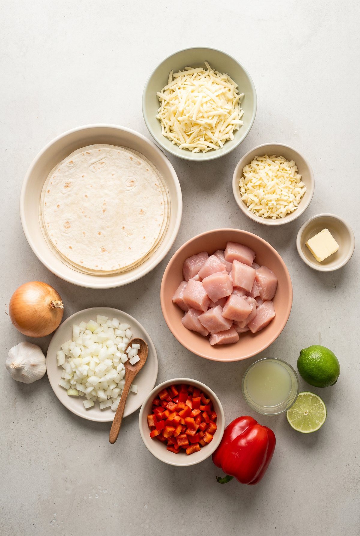Ingredients for Chicken Quesadilla