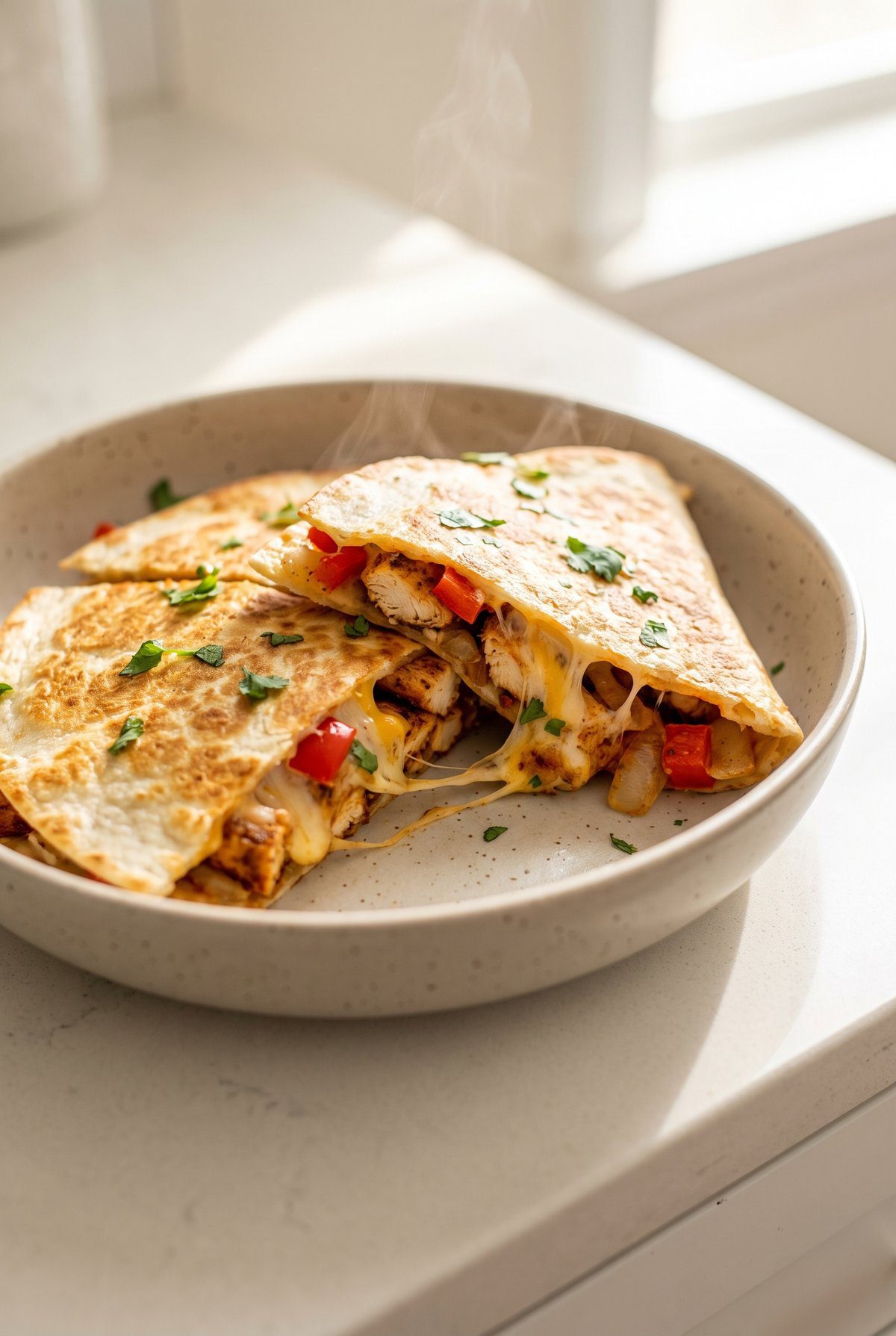 Chicken Quesadilla served and ready to eat