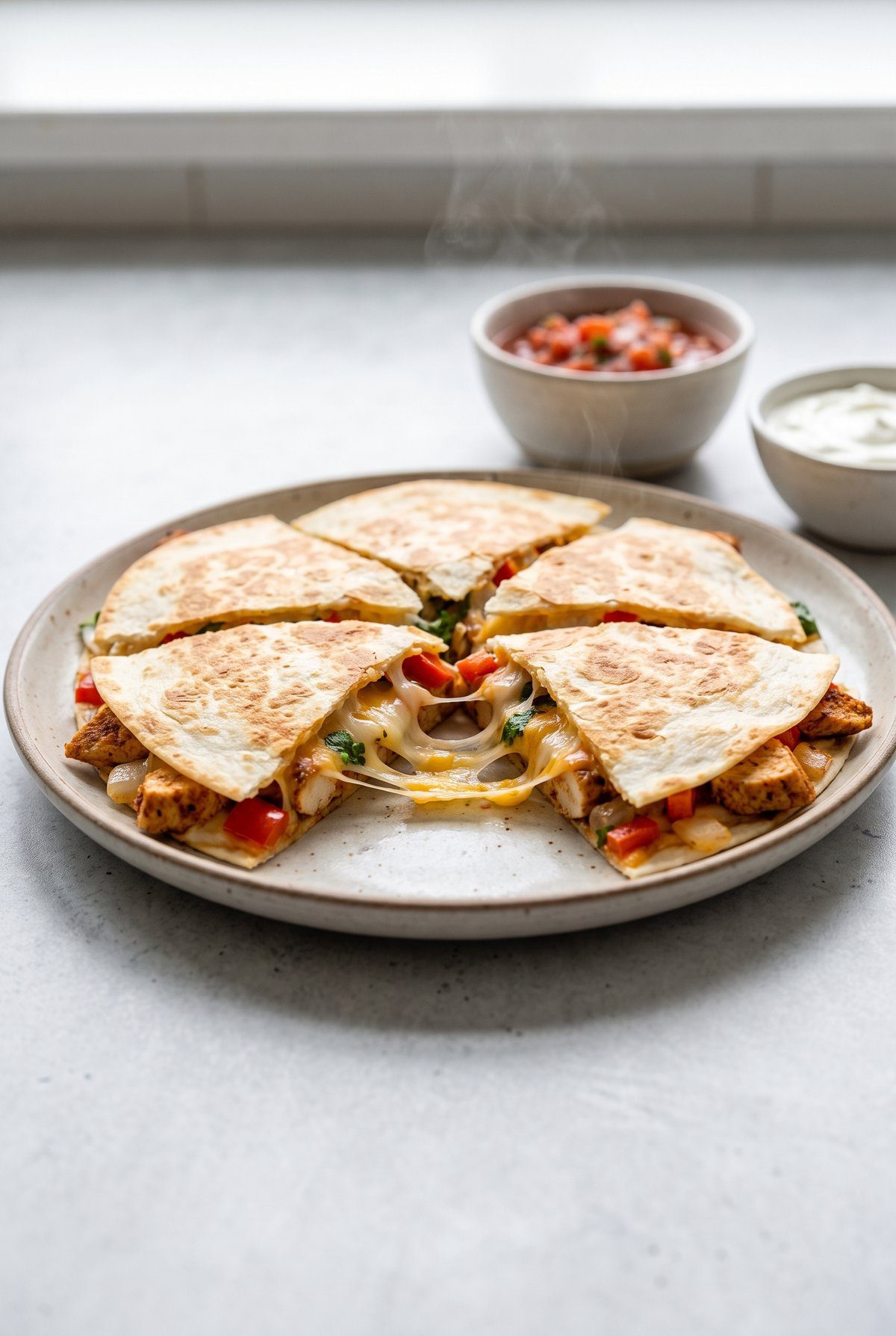 Chicken Quesadilla ready to serve