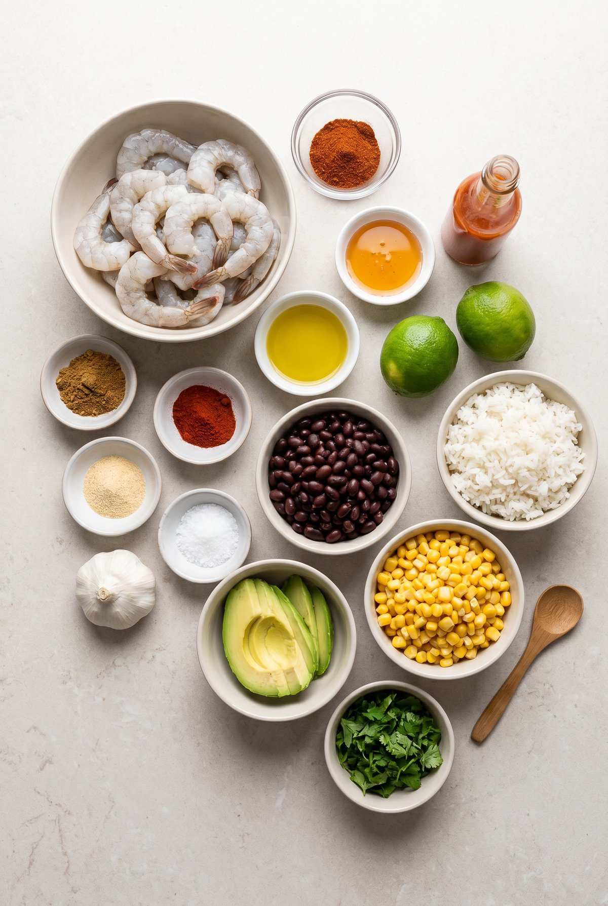 Ingredients for Chili Lime Shrimp Bowls