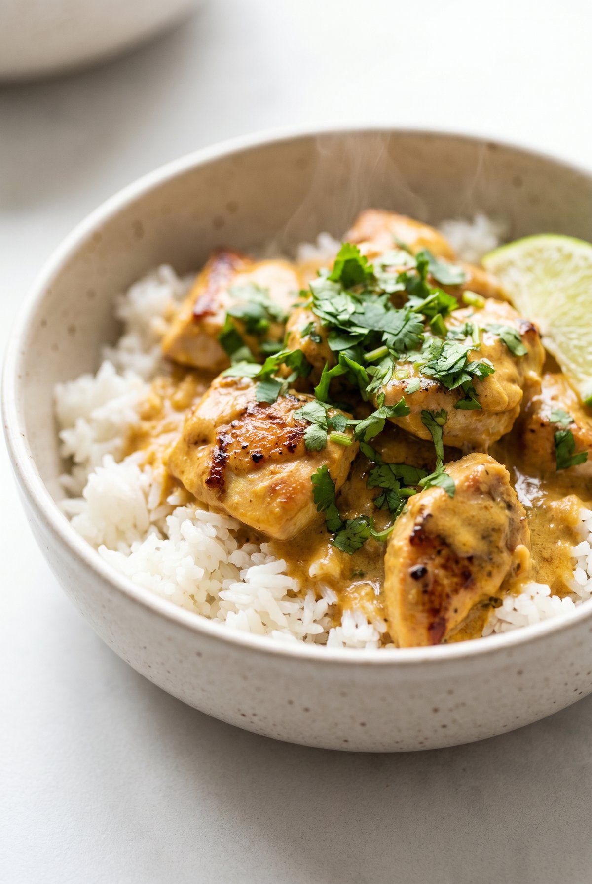 Coconut Chicken Rice Bowl served and ready to eat