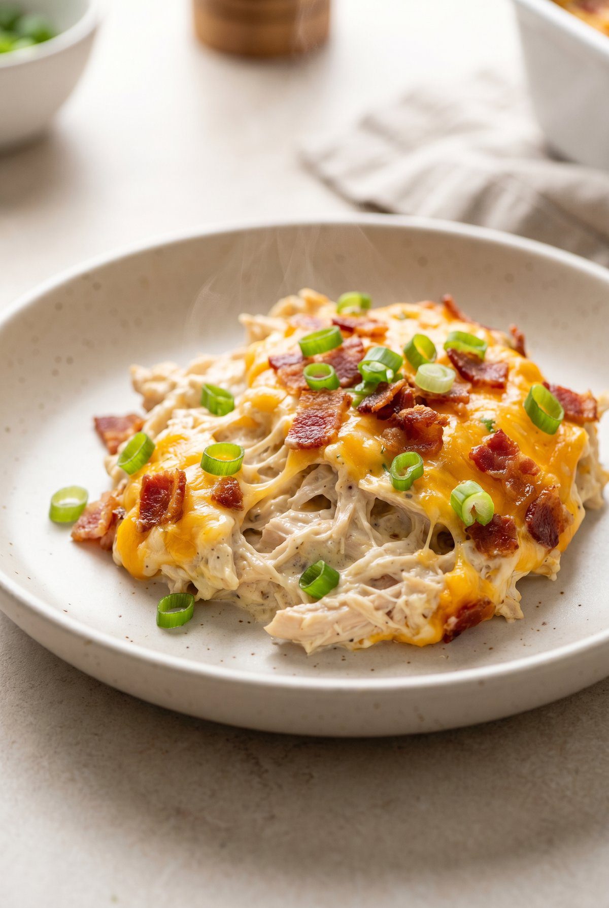 Crack Chicken Casserole served and ready to eat