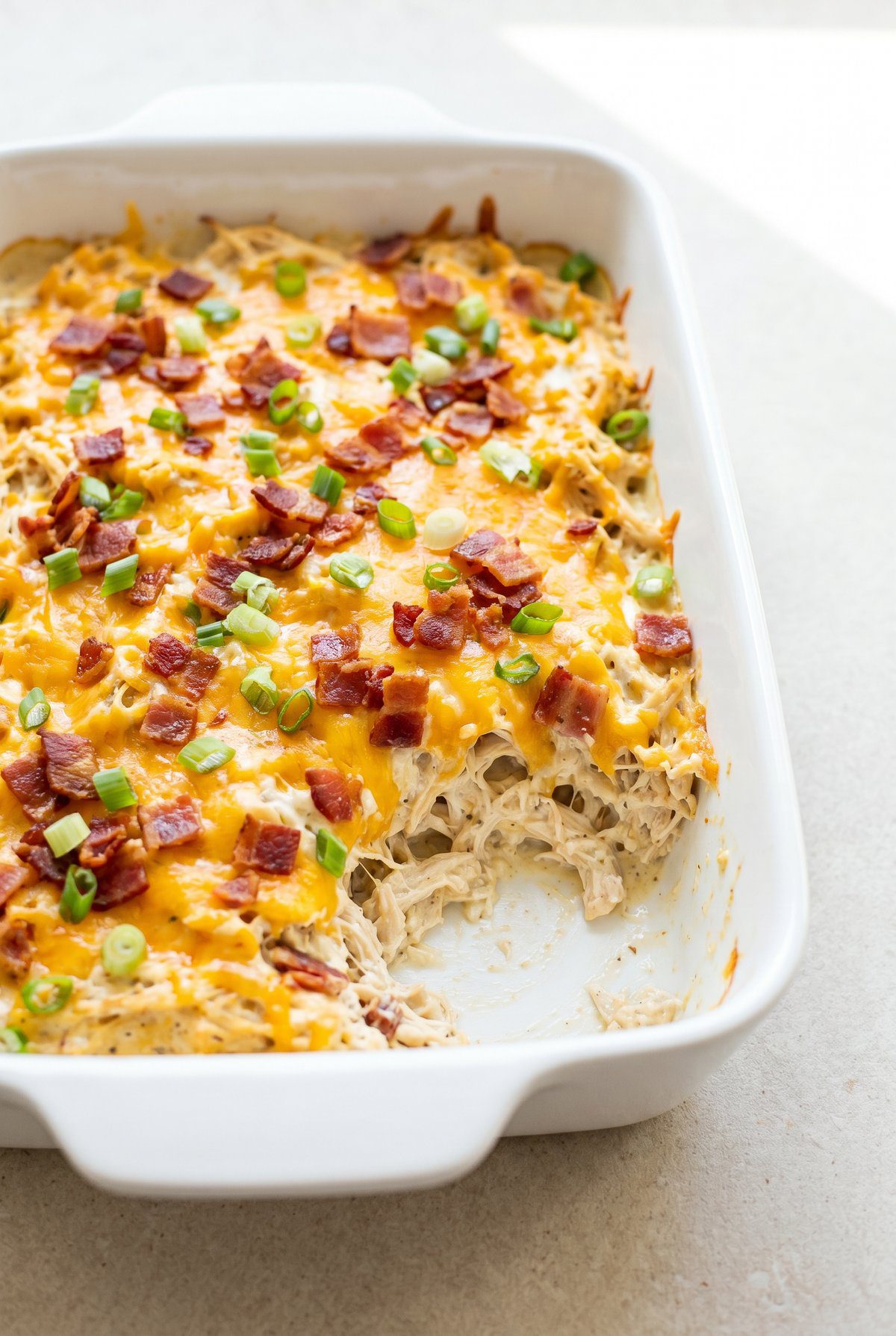 Crack Chicken Casserole ready to serve