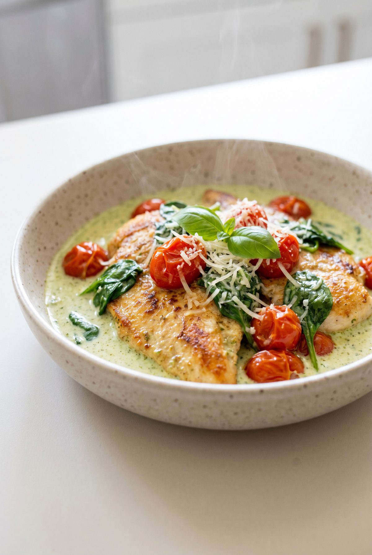 Creamy Pesto Chicken served and ready to eat