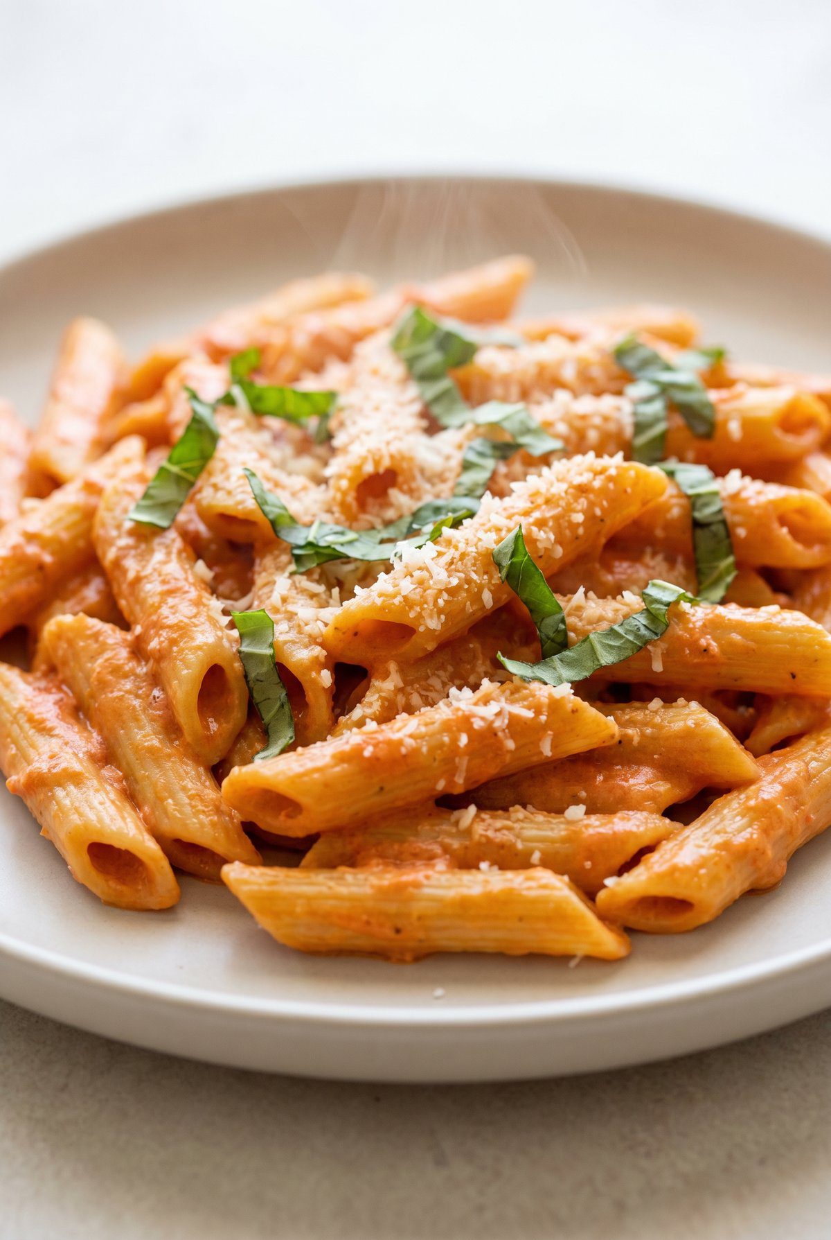 Close-up of Creamy Tomato Pasta