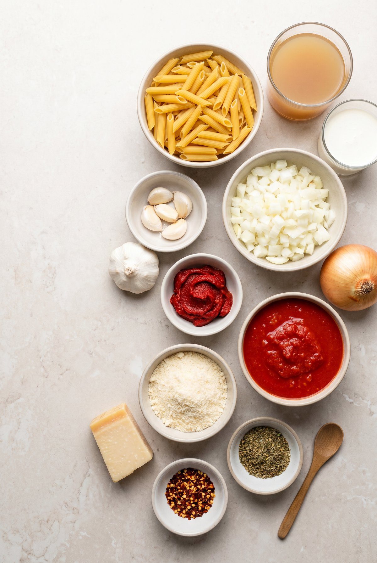 Ingredients for Creamy Tomato Pasta