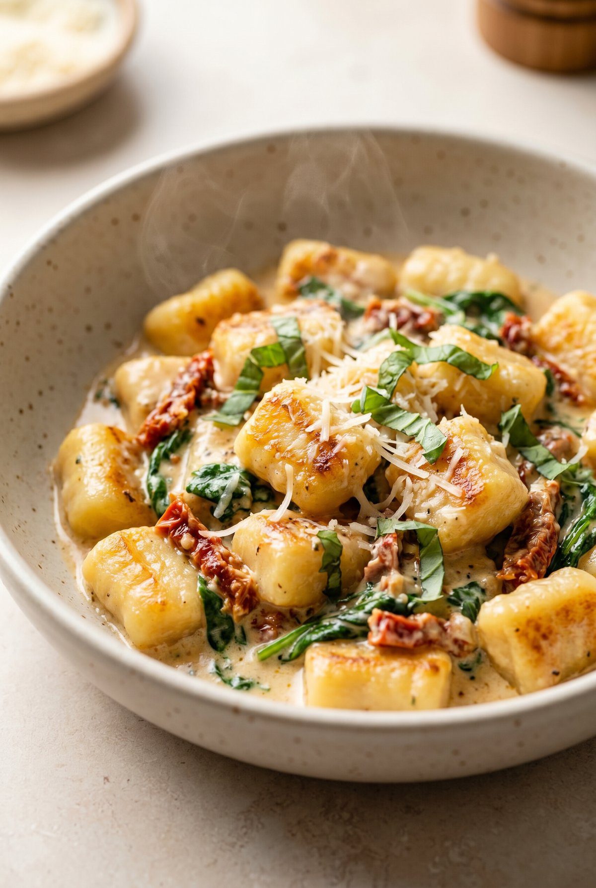 Creamy Tuscan Gnocchi served and ready to eat