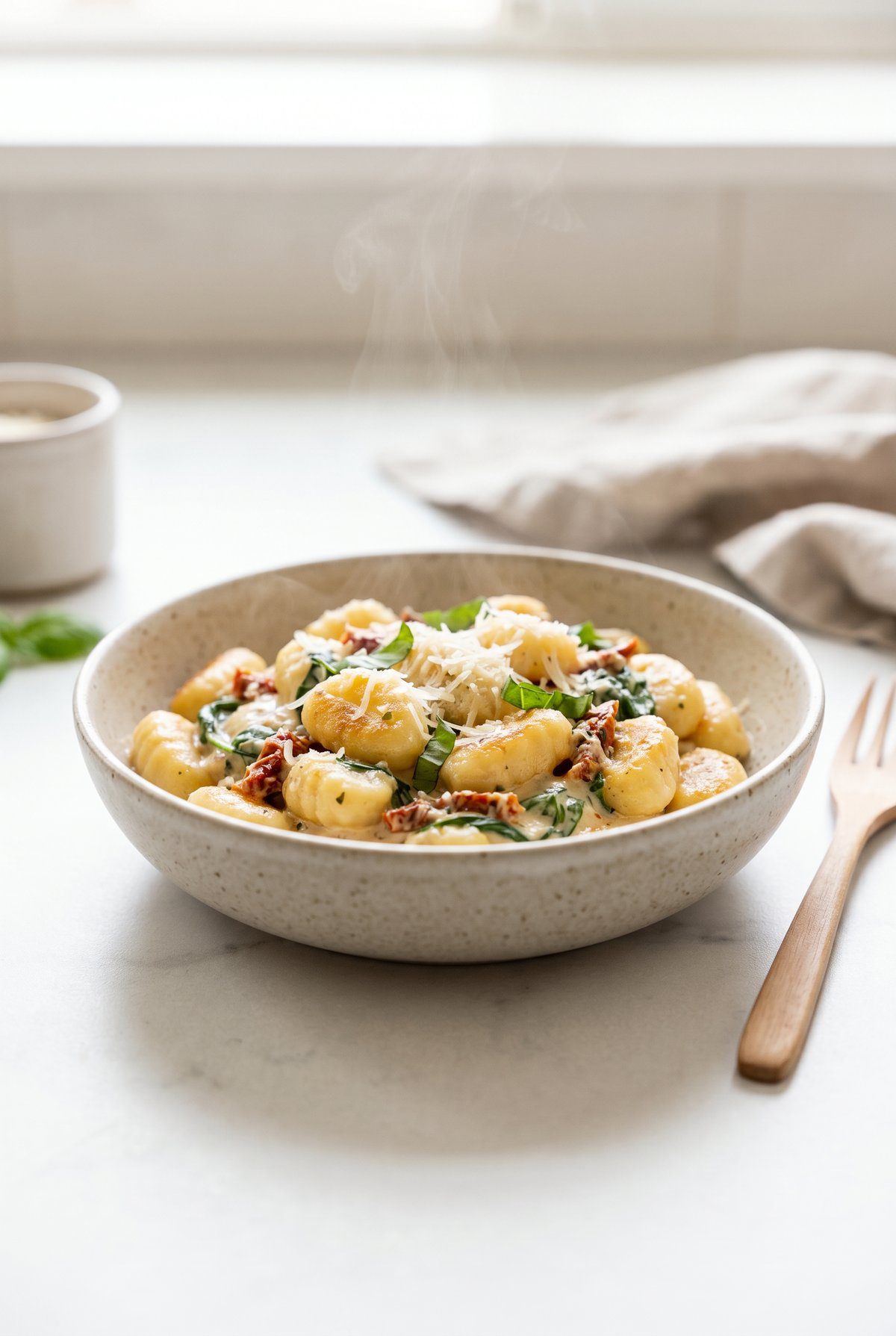 Creamy Tuscan Gnocchi ready to serve