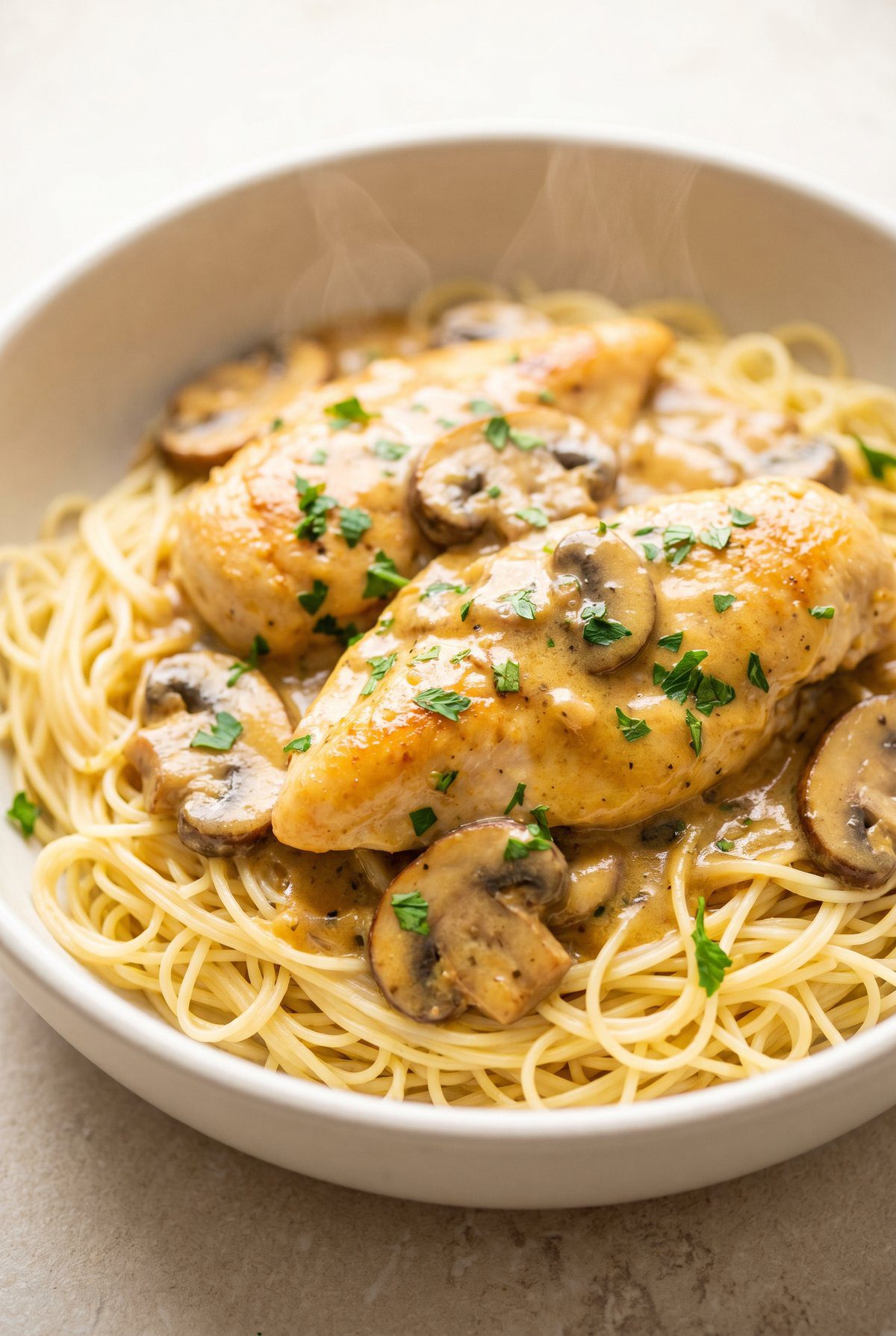 Close-up of Crockpot Angel Chicken