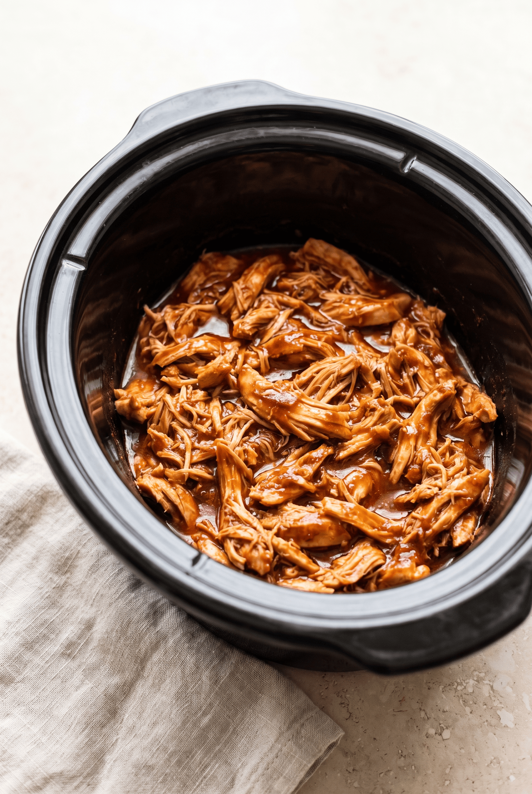 Crockpot Bbq Chicken finished in the slow cooker