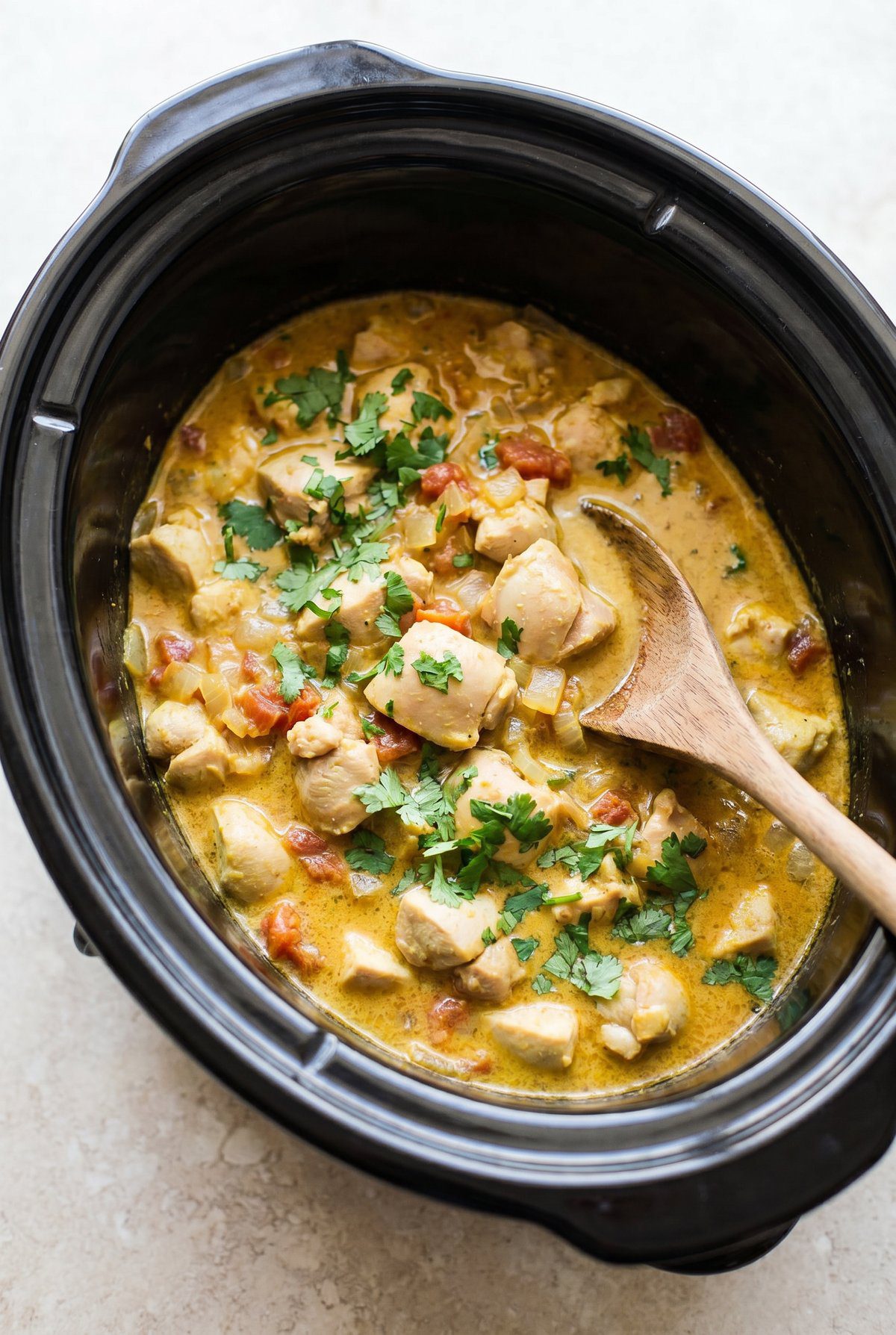 Crockpot Chicken Curry finished in the slow cooker