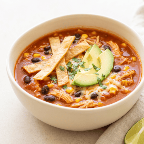 Creamy Crockpot Chicken Enchilada Soup