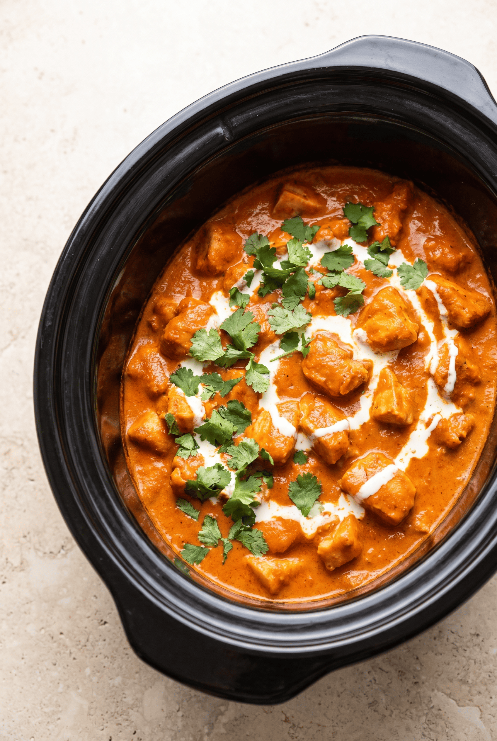 Crockpot Chicken Tikka Masala finished in the slow cooker