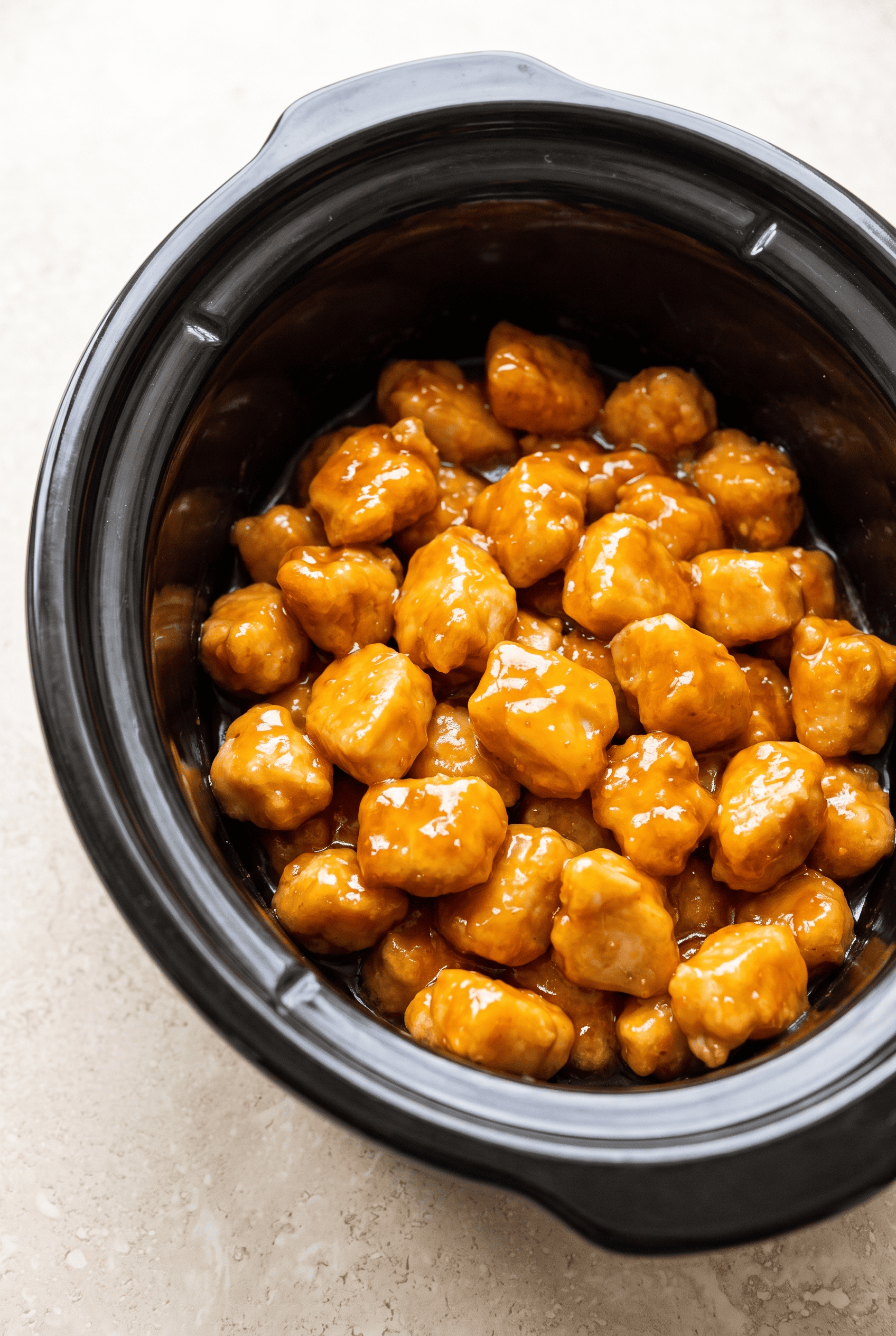 Crockpot Orange Chicken finished in the slow cooker