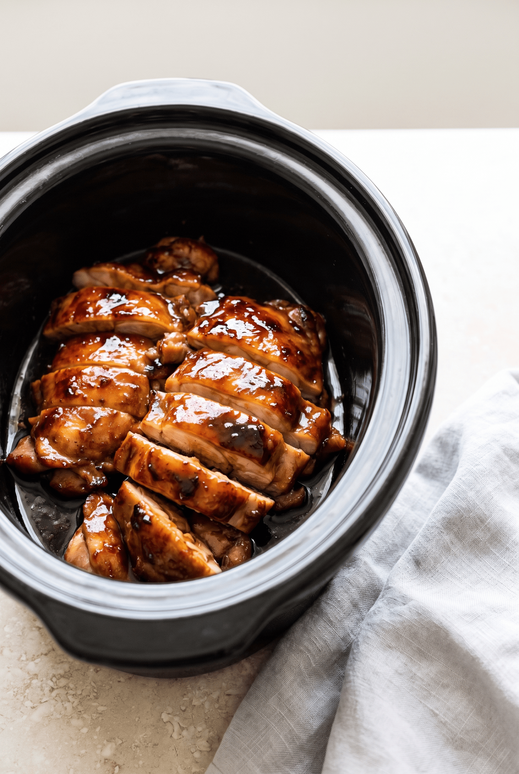 Crockpot Teriyaki Chicken finished in the slow cooker