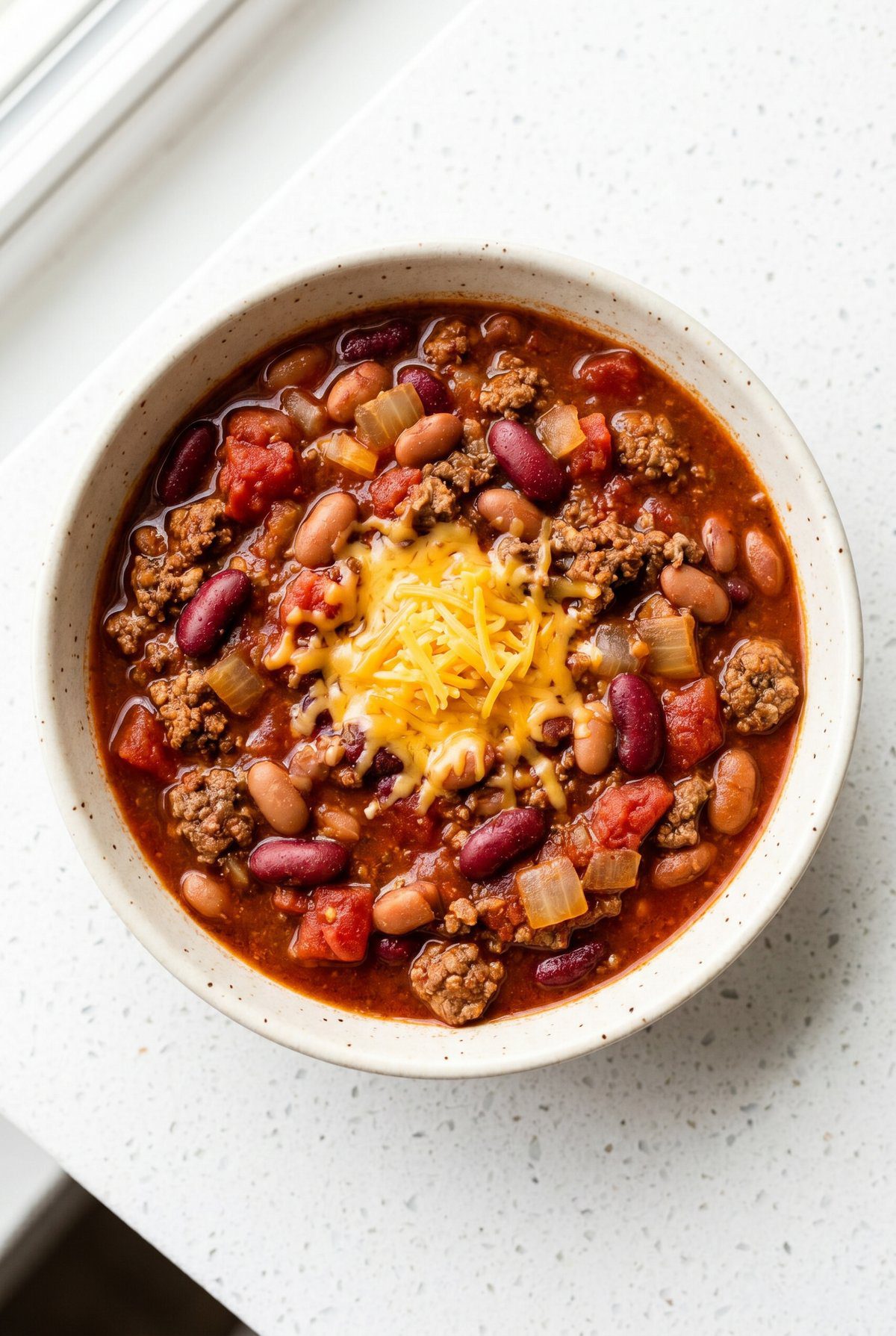 Overhead view of Easy Beef Chili