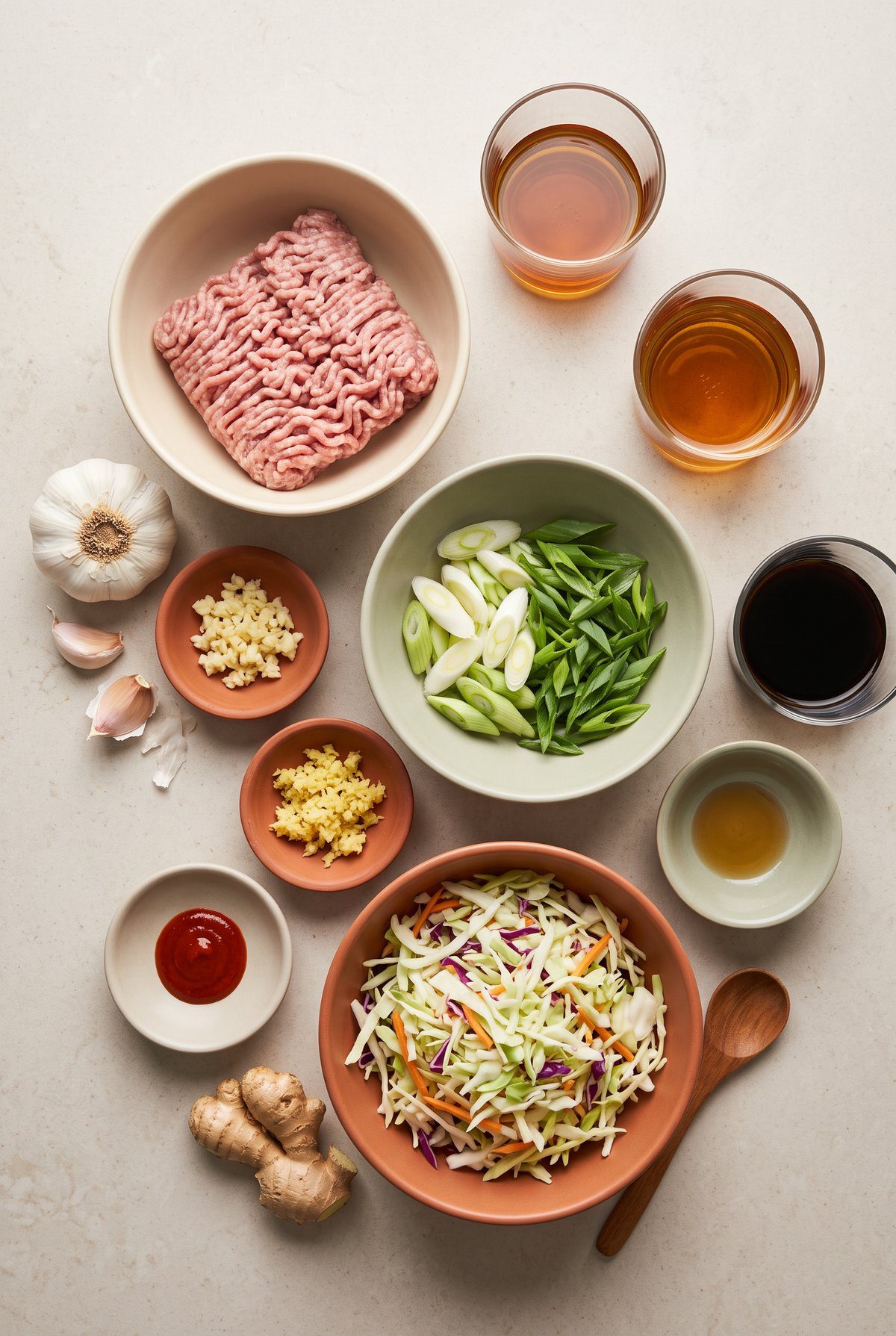 Ingredients for Egg Roll in a Bowl