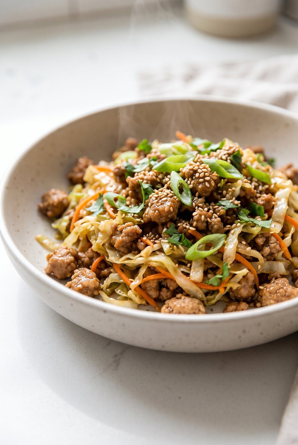 Egg Roll in a Bowl served and ready to eat