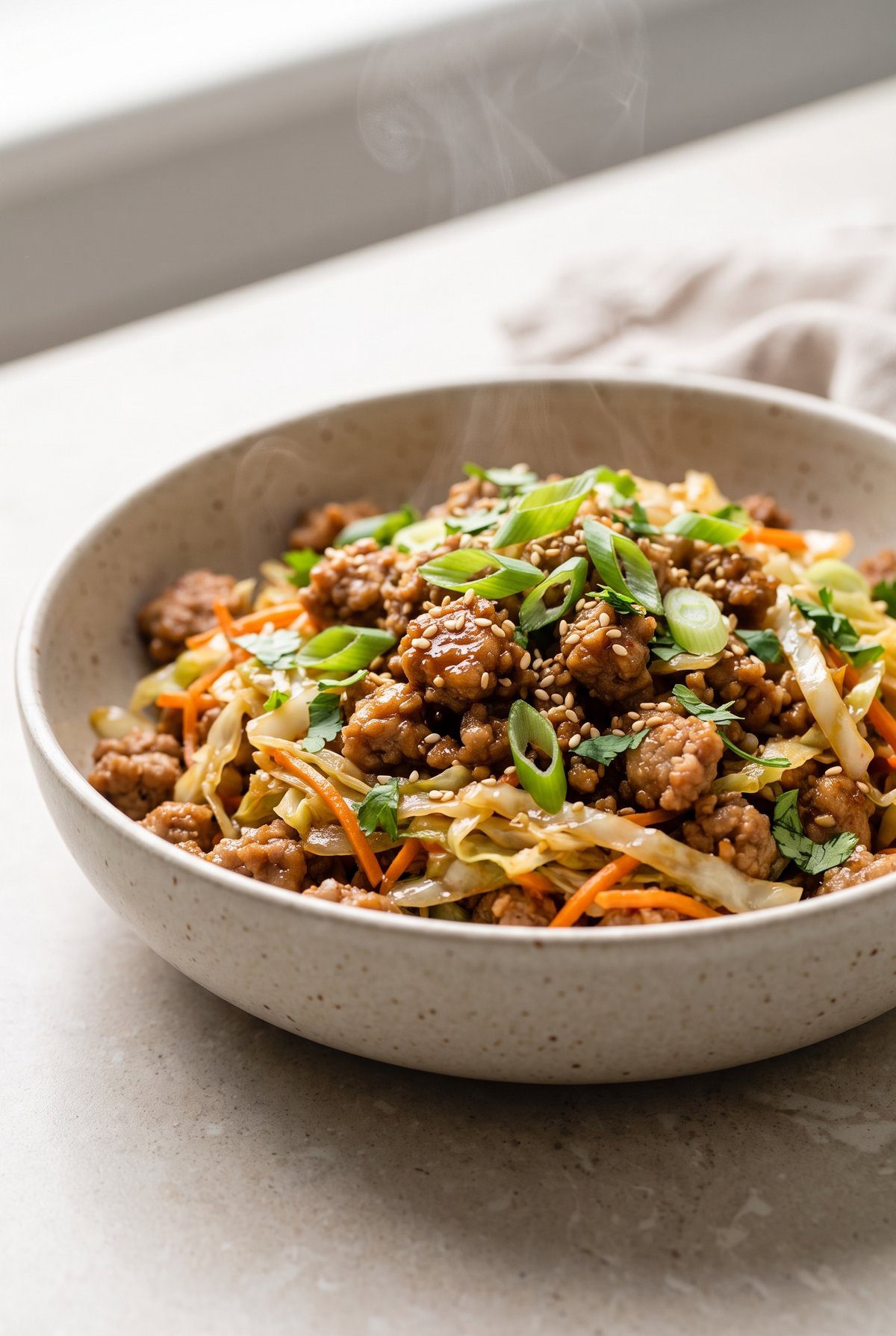 Egg Roll in a Bowl ready to serve