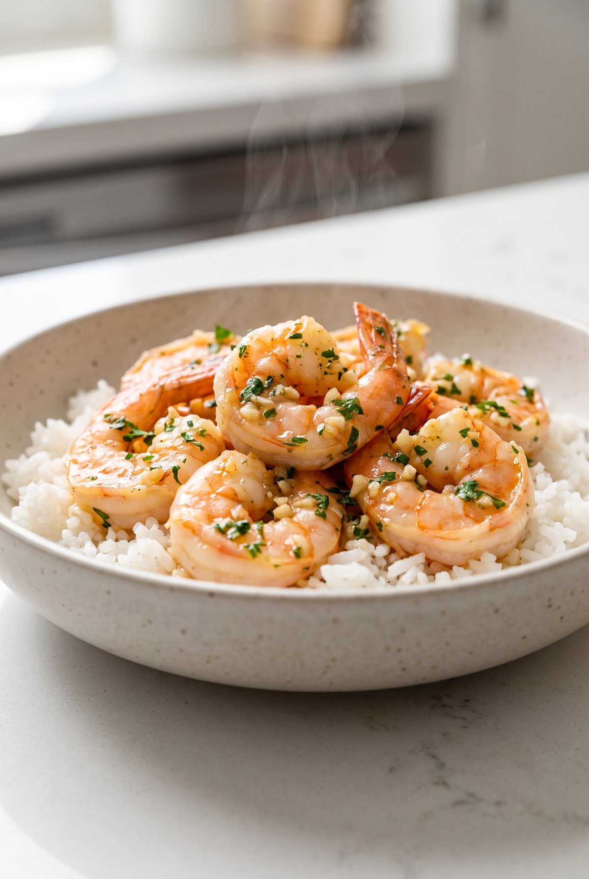 Garlic Butter Shrimp ready to serve