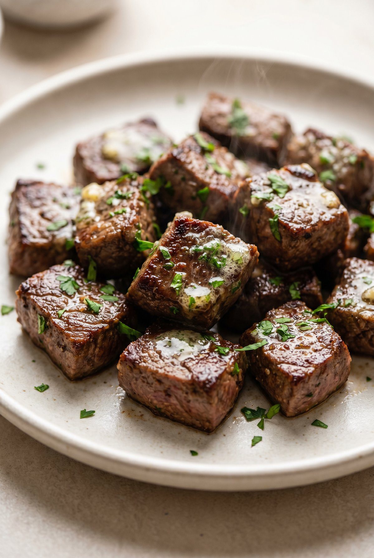 Close-up of Garlic Butter Steak Bites