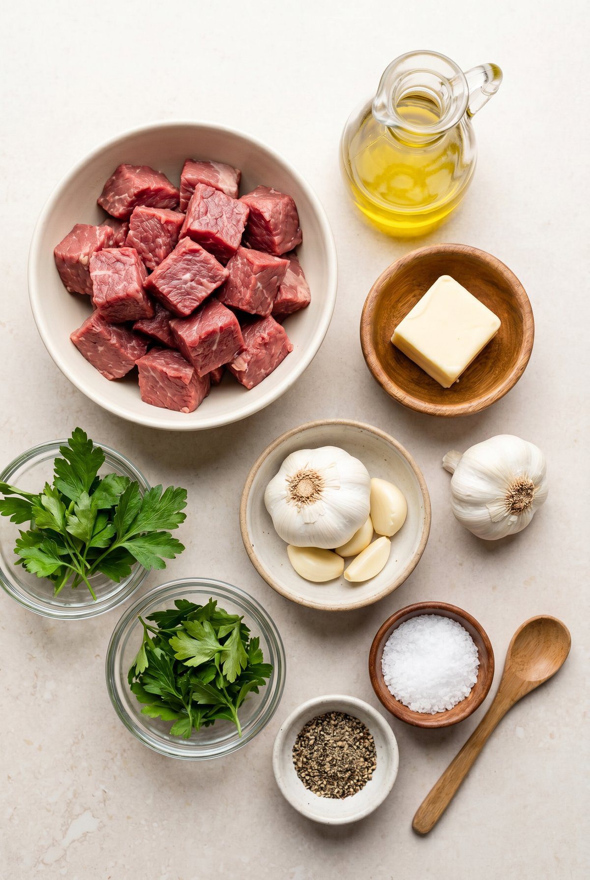 Ingredients for Garlic Butter Steak Bites