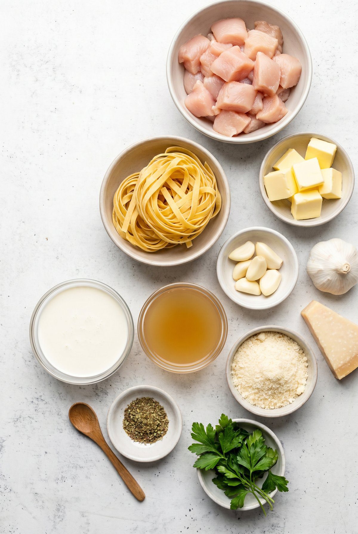 Ingredients for Garlic Parmesan Chicken Pasta