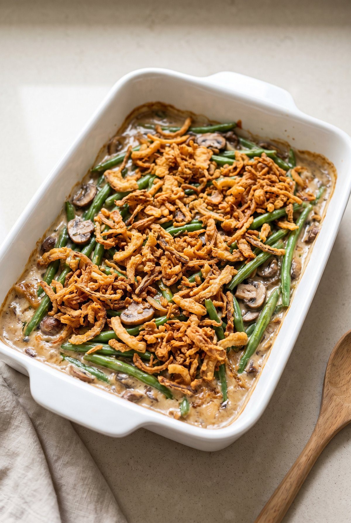 Green Bean Casserole ready to serve
