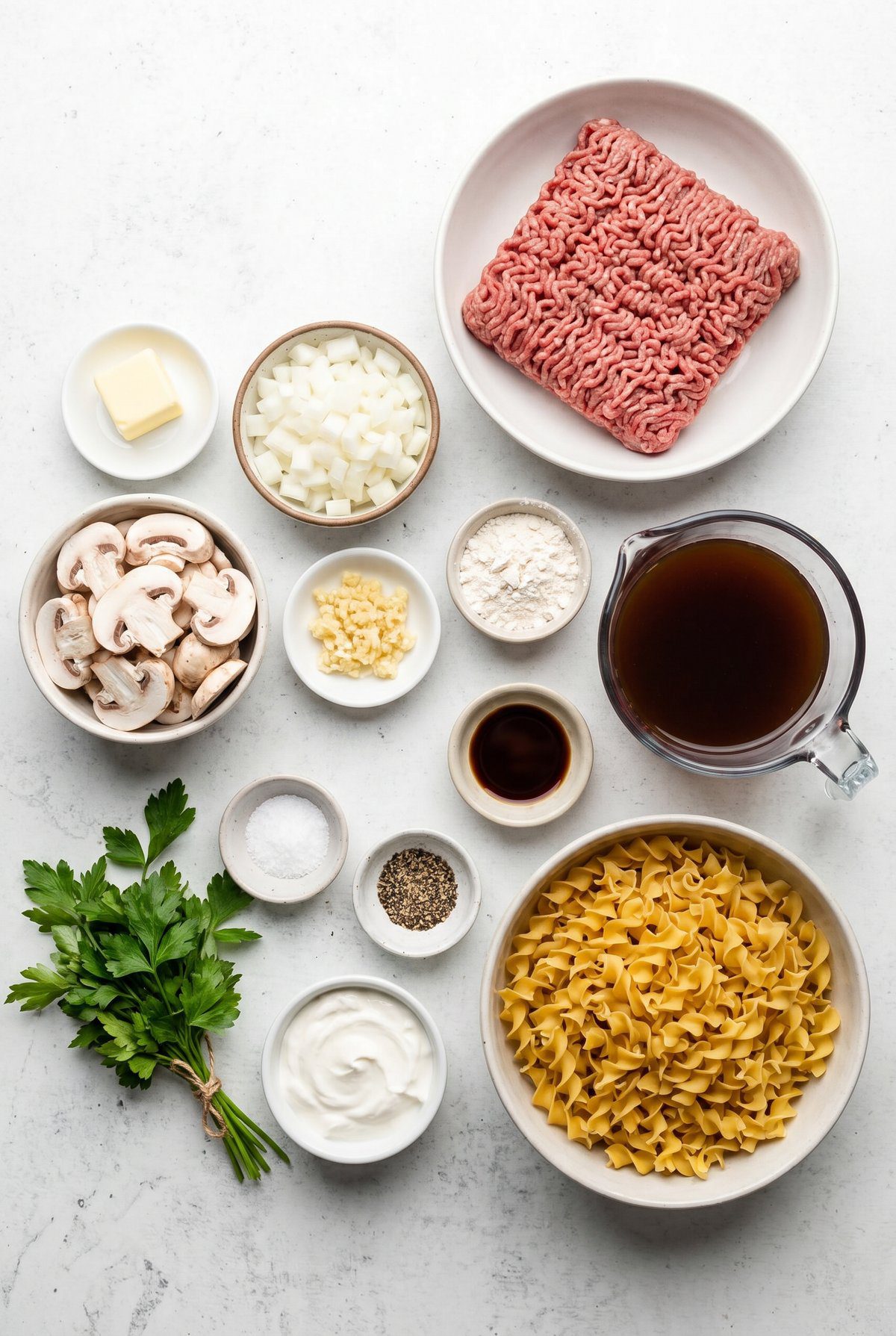 Ingredients for Ground Beef Stroganoff