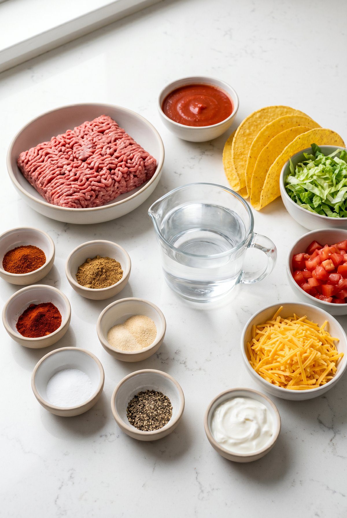Ingredients for Ground Beef Tacos