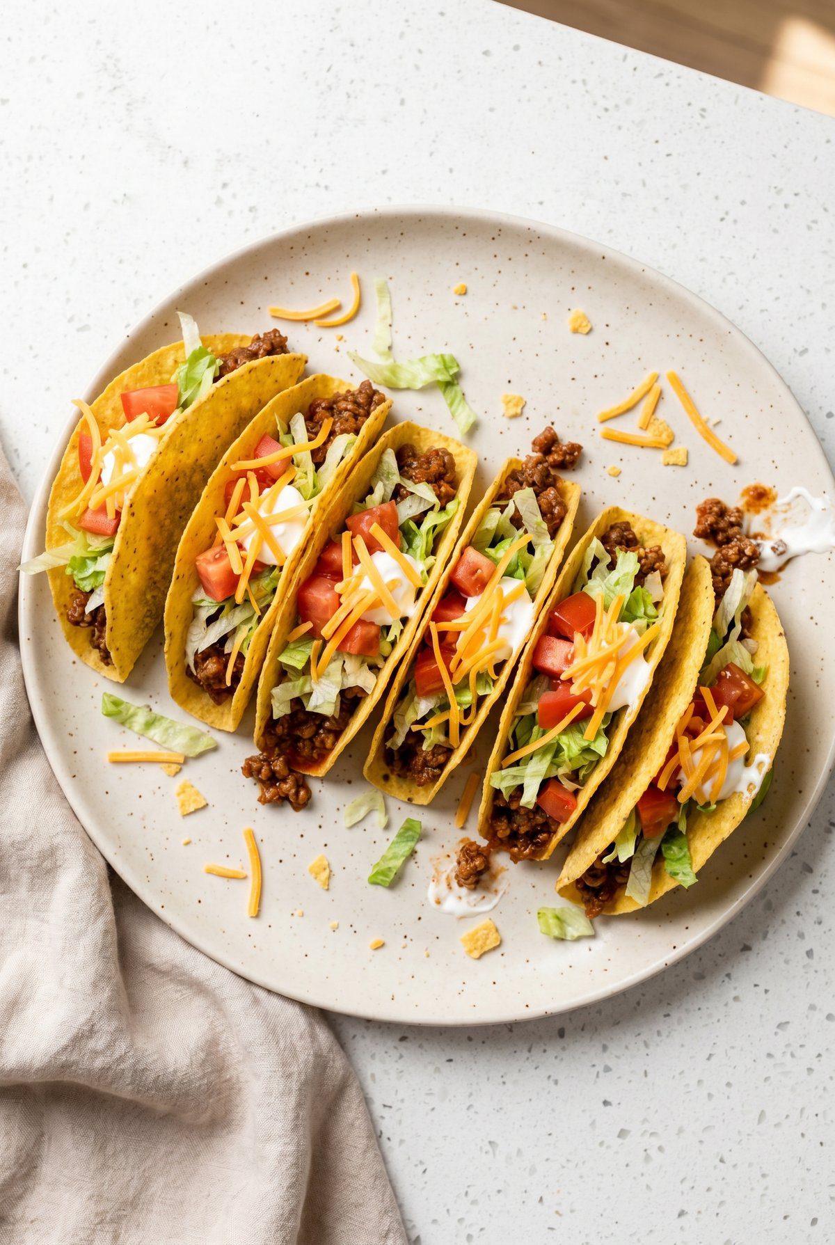 Overhead view of Ground Beef Tacos