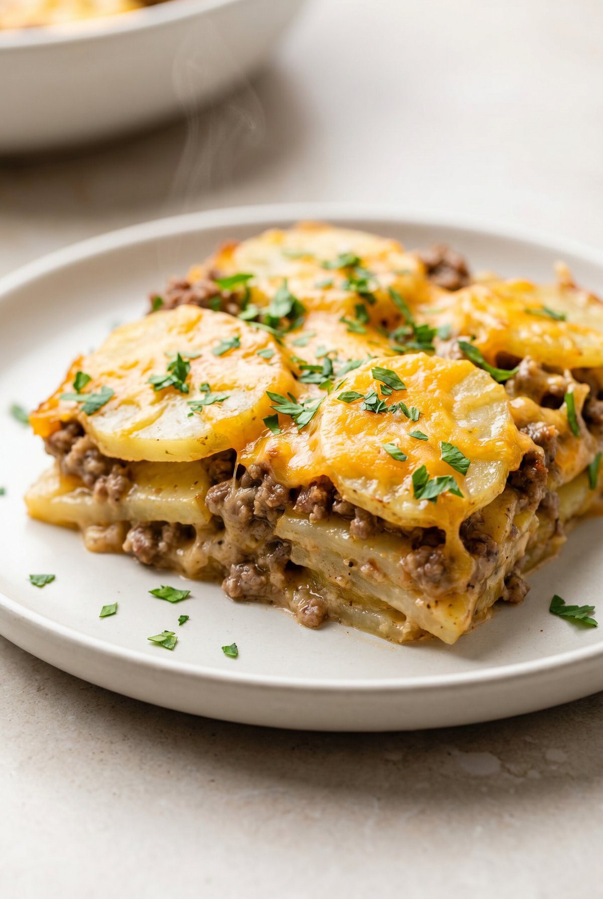 Close-up of Hamburger Potato Casserole