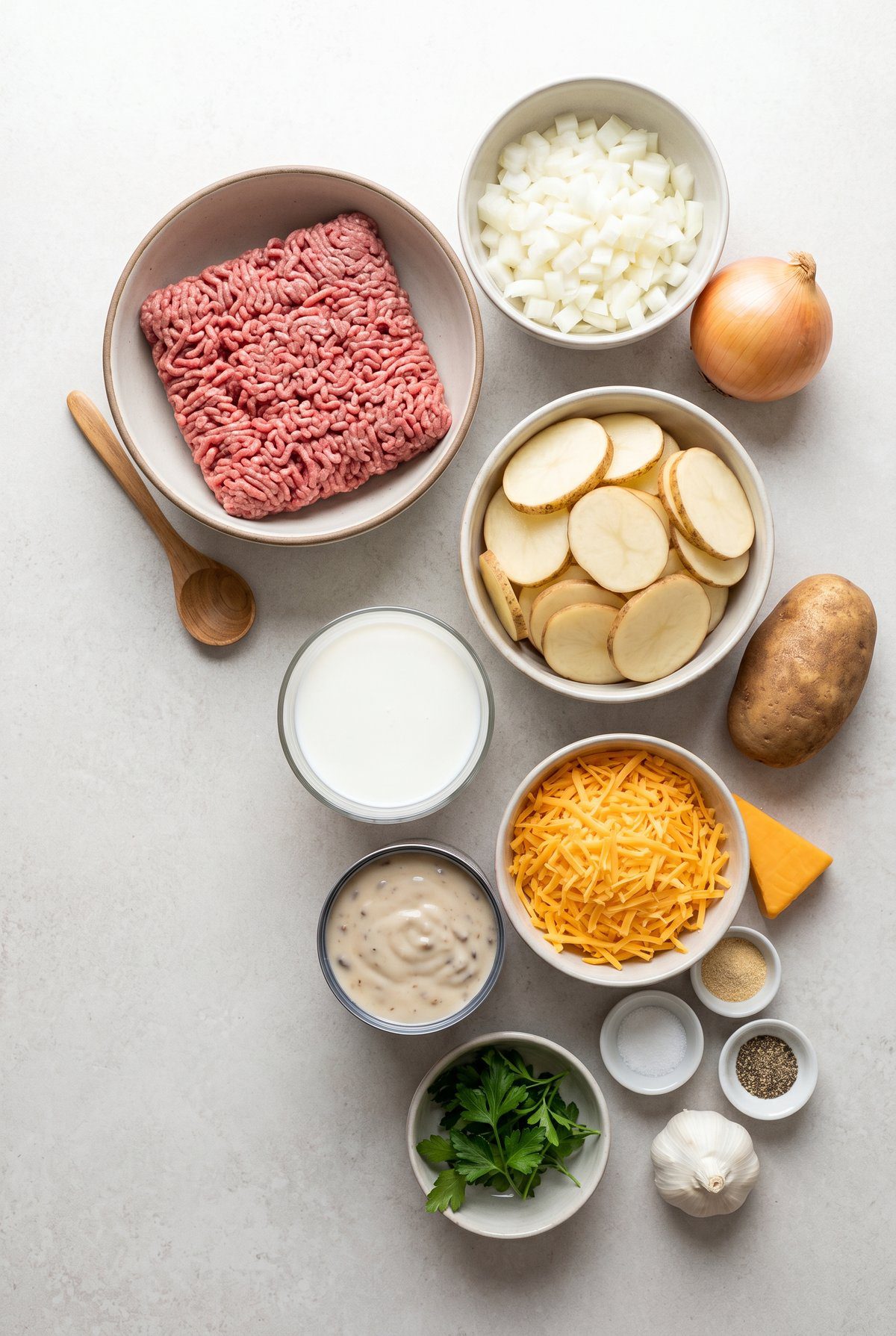 Ingredients for Hamburger Potato Casserole