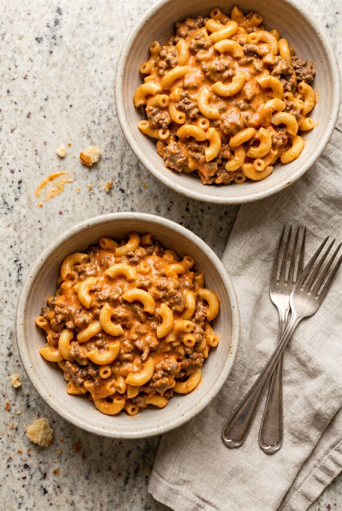 Overhead view of Homemade Hamburger Helper