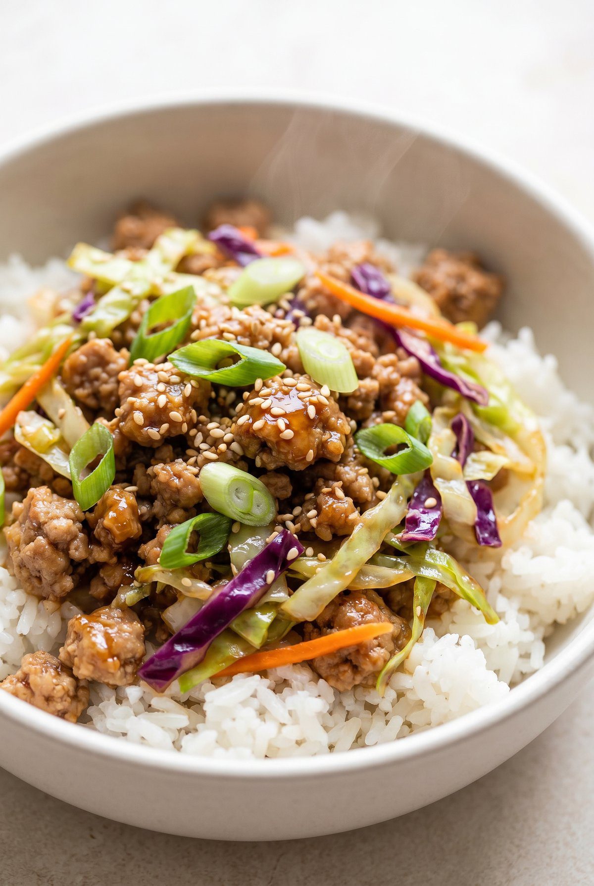 Close-up of Honey Garlic Ground Turkey