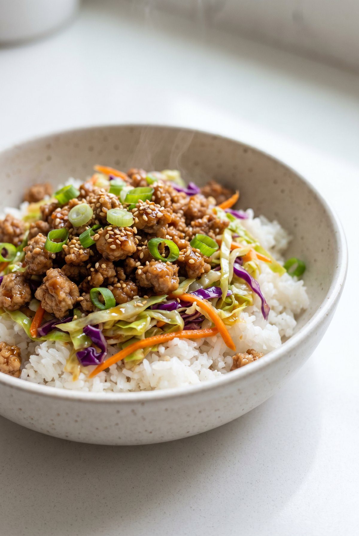 Honey Garlic Ground Turkey served and ready to eat