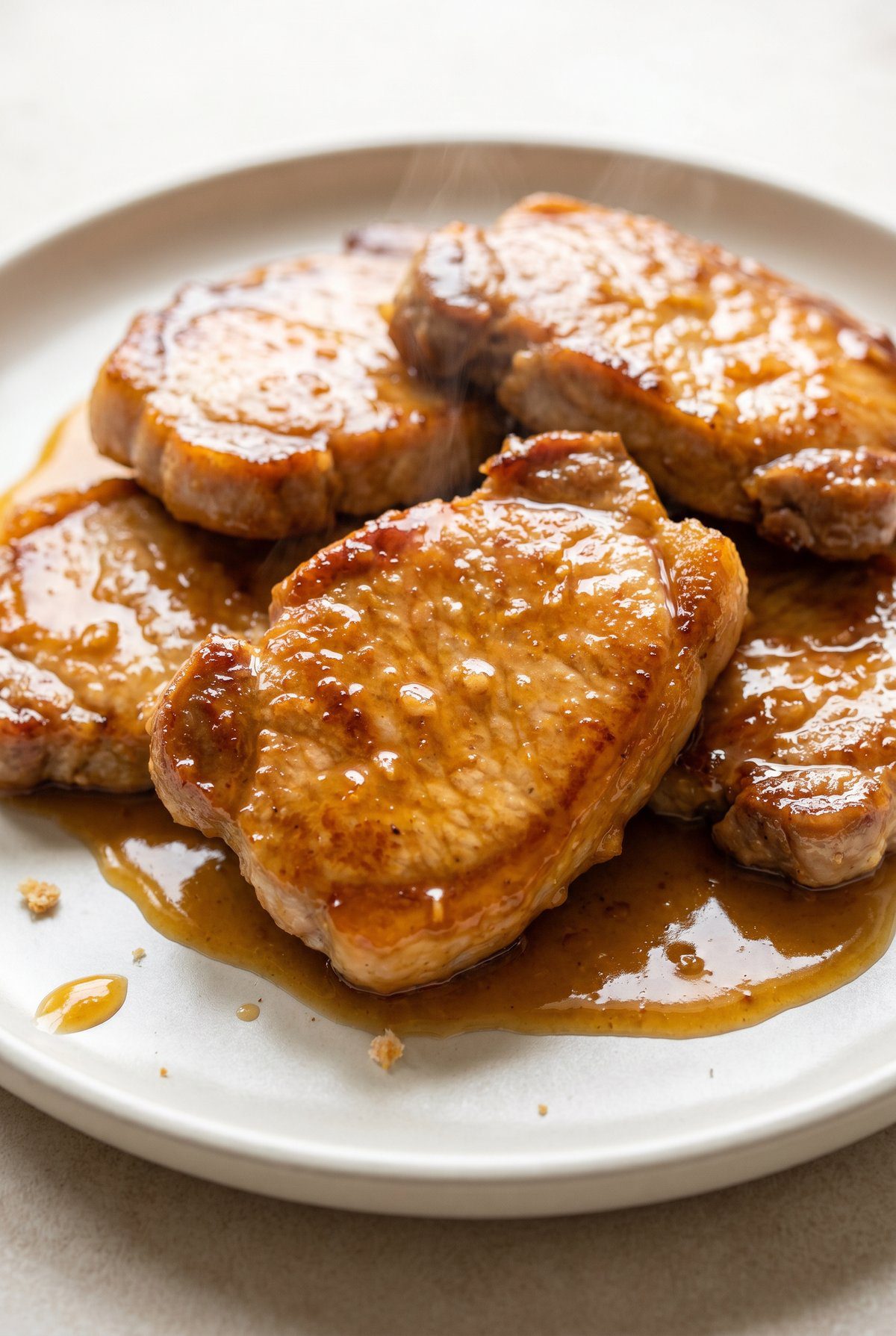 Close-up of Honey Garlic Pork Chops