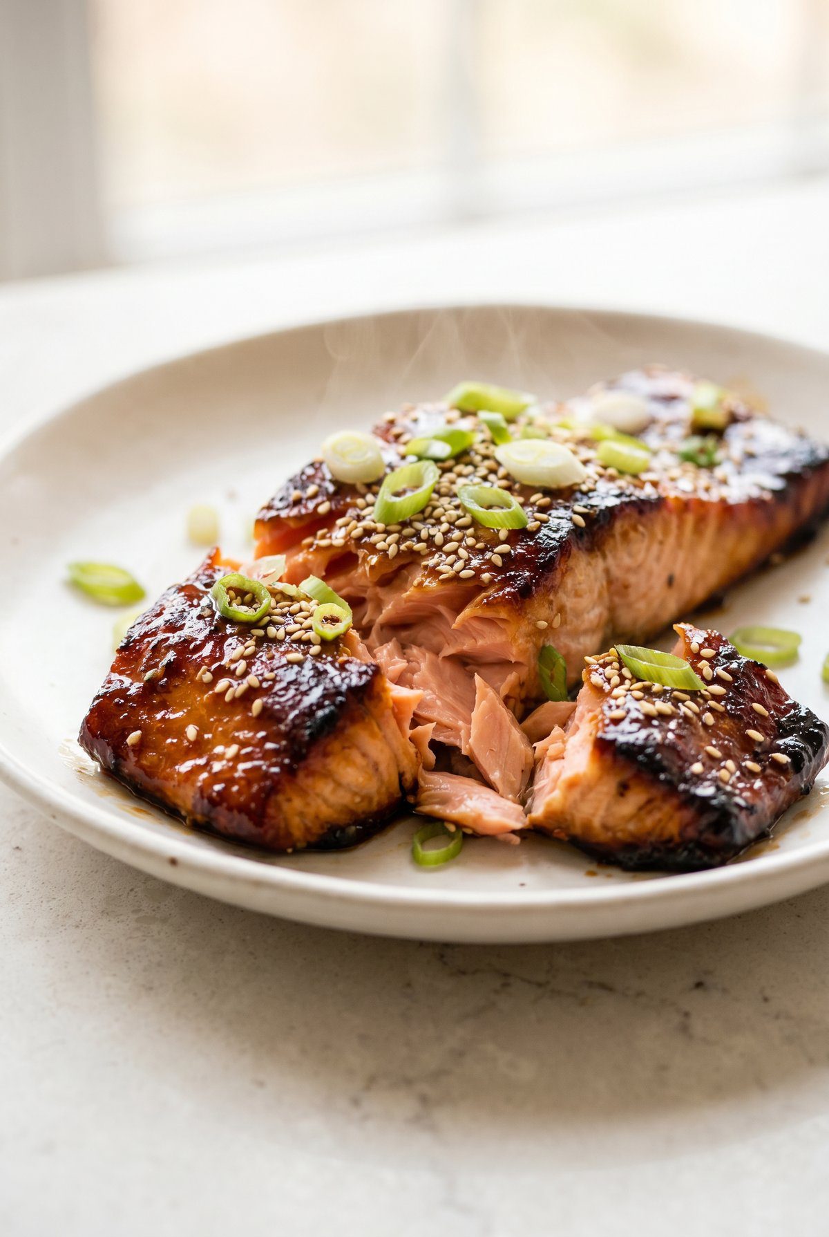 Close-up of Honey Garlic Salmon