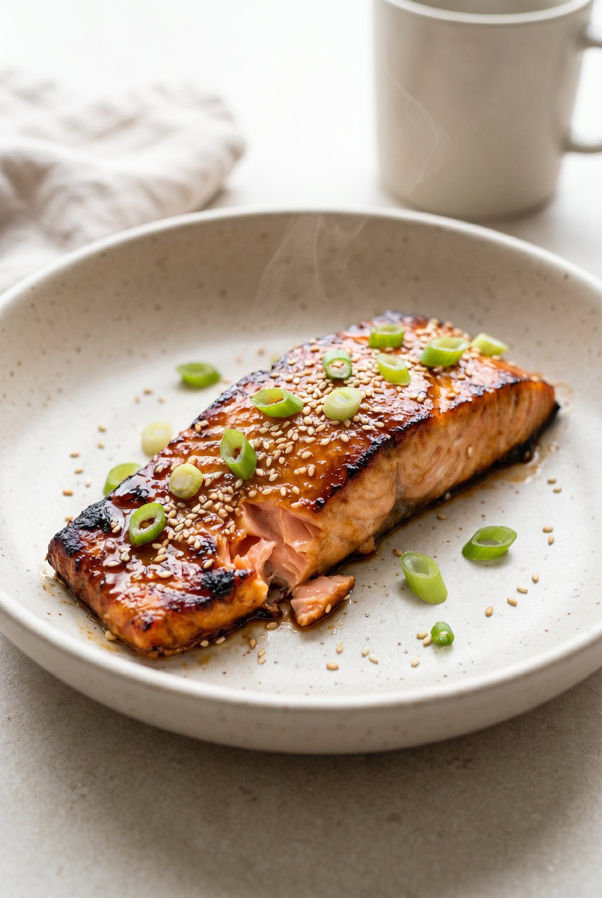 Honey Garlic Salmon served and ready to eat