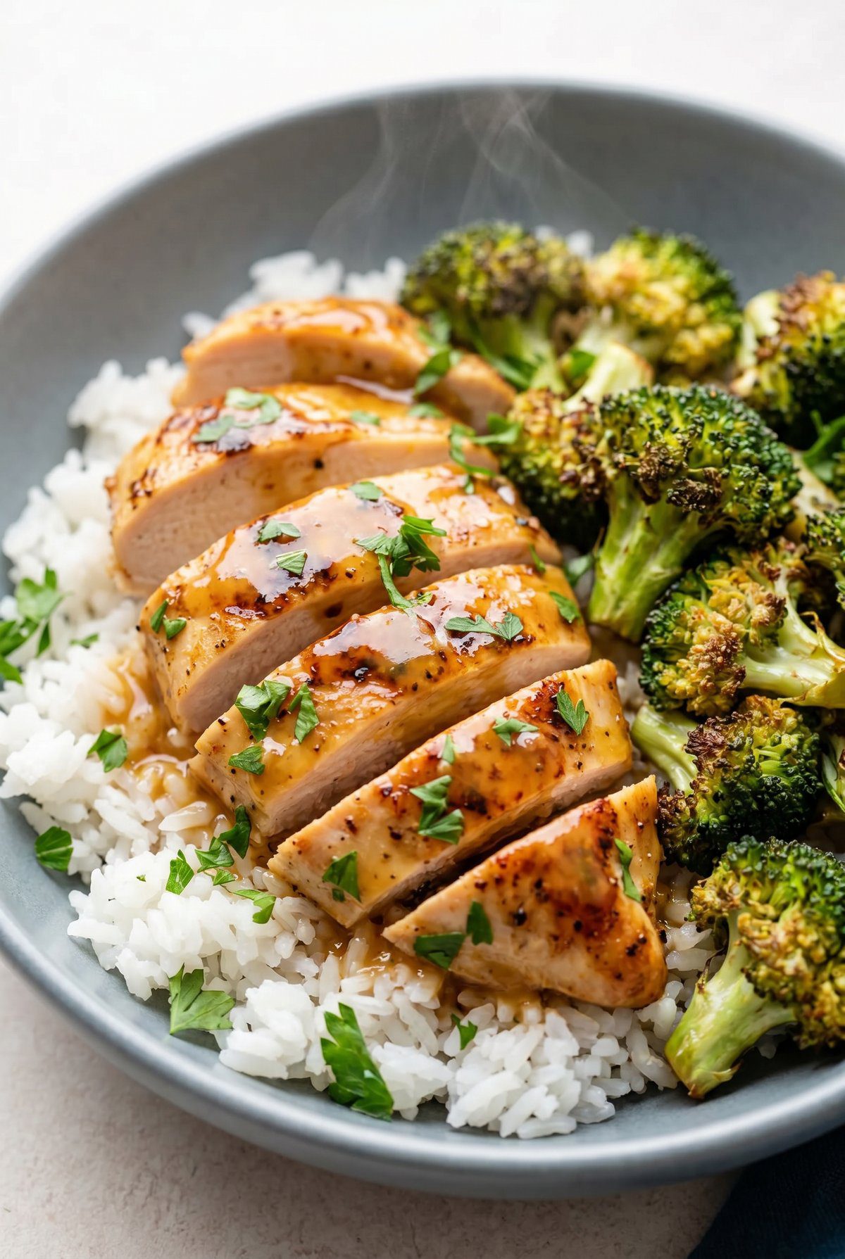 Close-up of Honey Mustard Chicken Bowls