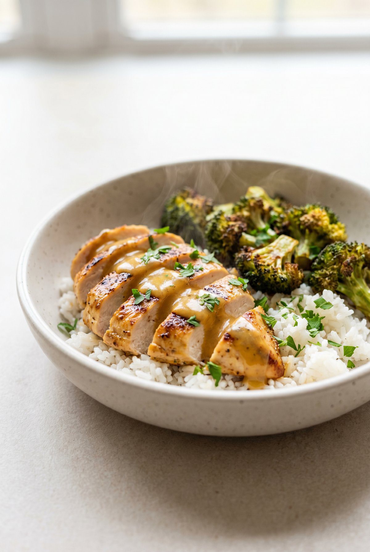 Honey Mustard Chicken Bowls served and ready to eat