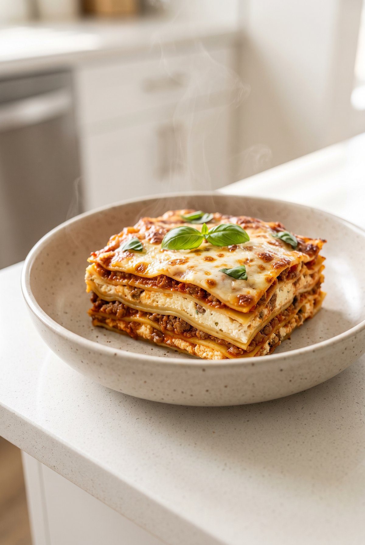 Lasagna served and ready to eat