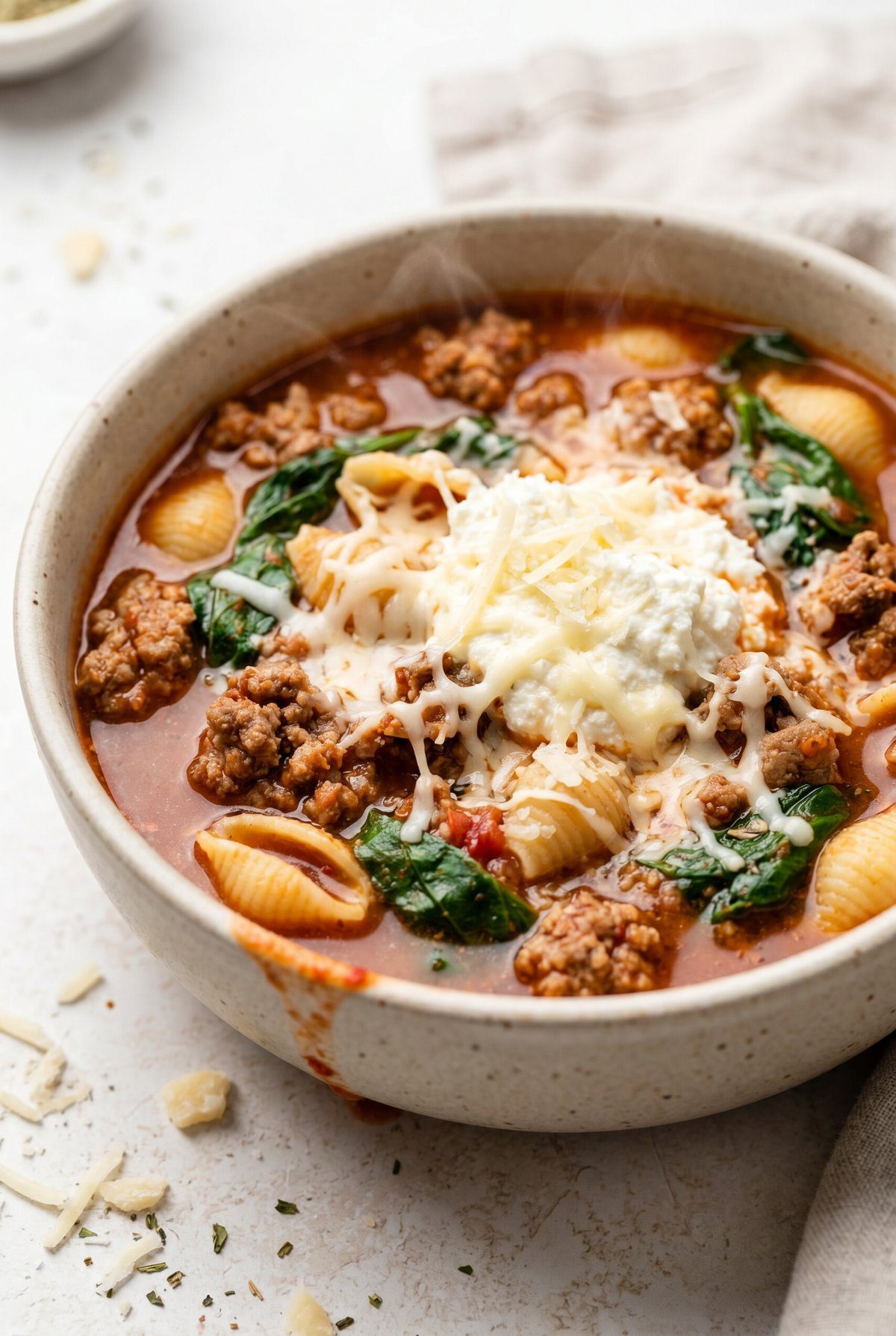 Lasagna Soup served and ready to eat