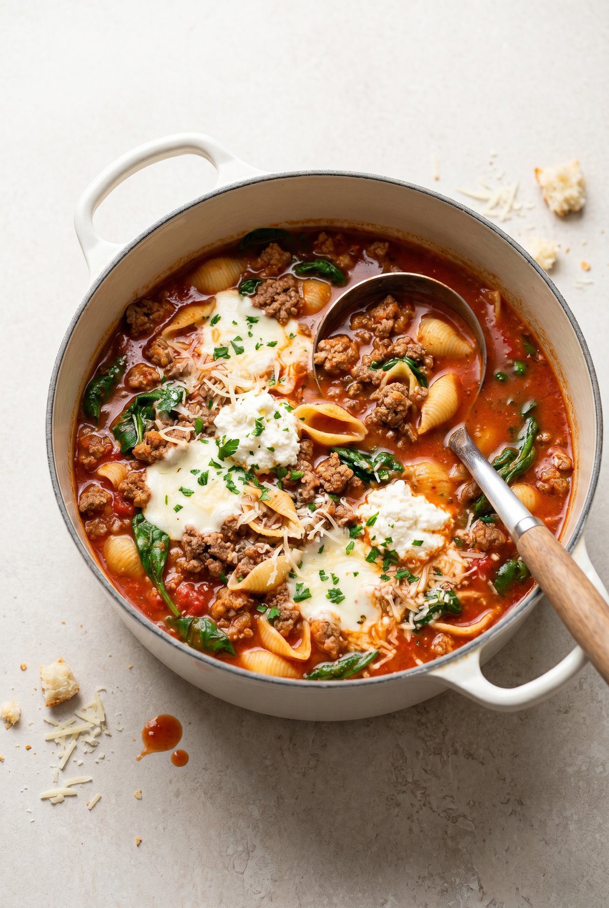 Lasagna Soup ready to serve