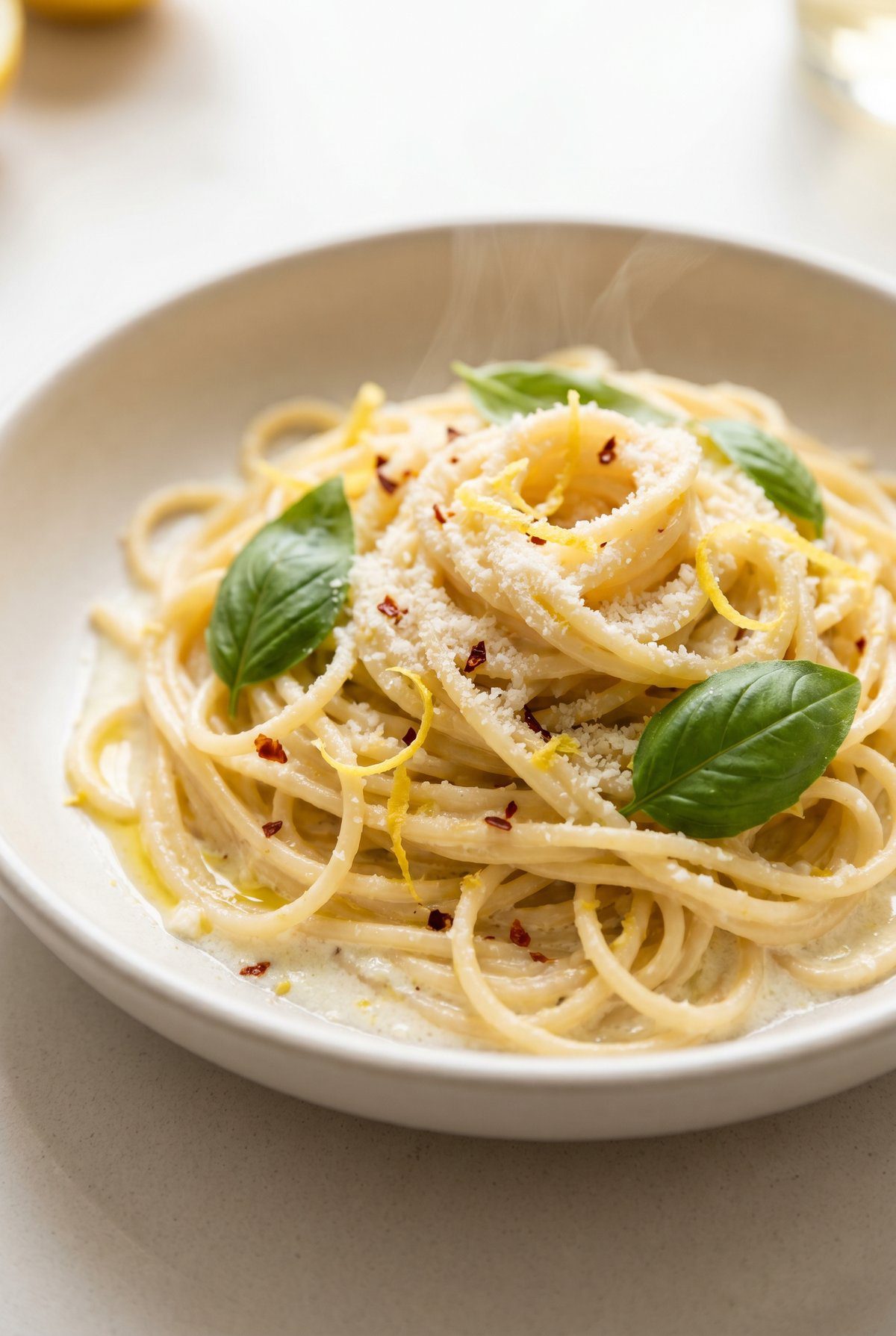 Close-up of Lemon Ricotta Pasta