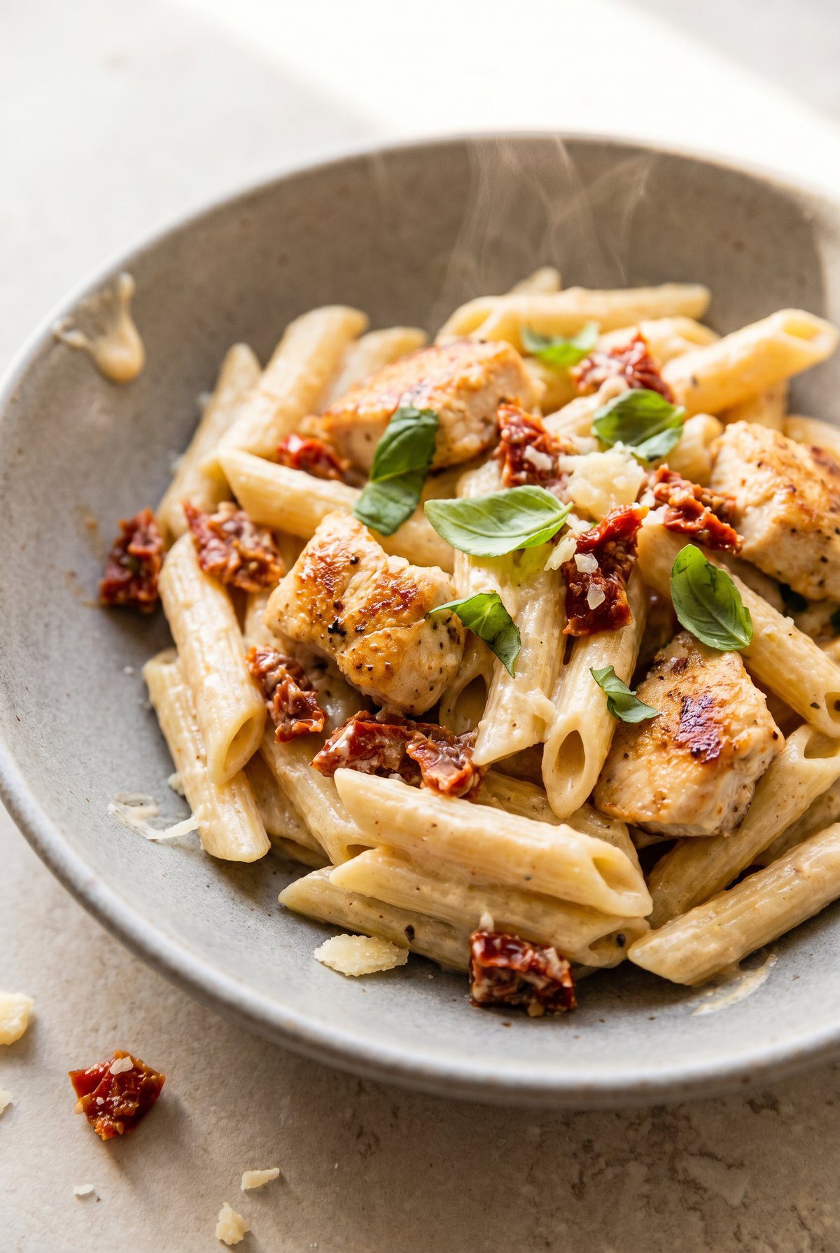 Close-up of Marry me Chicken Pasta