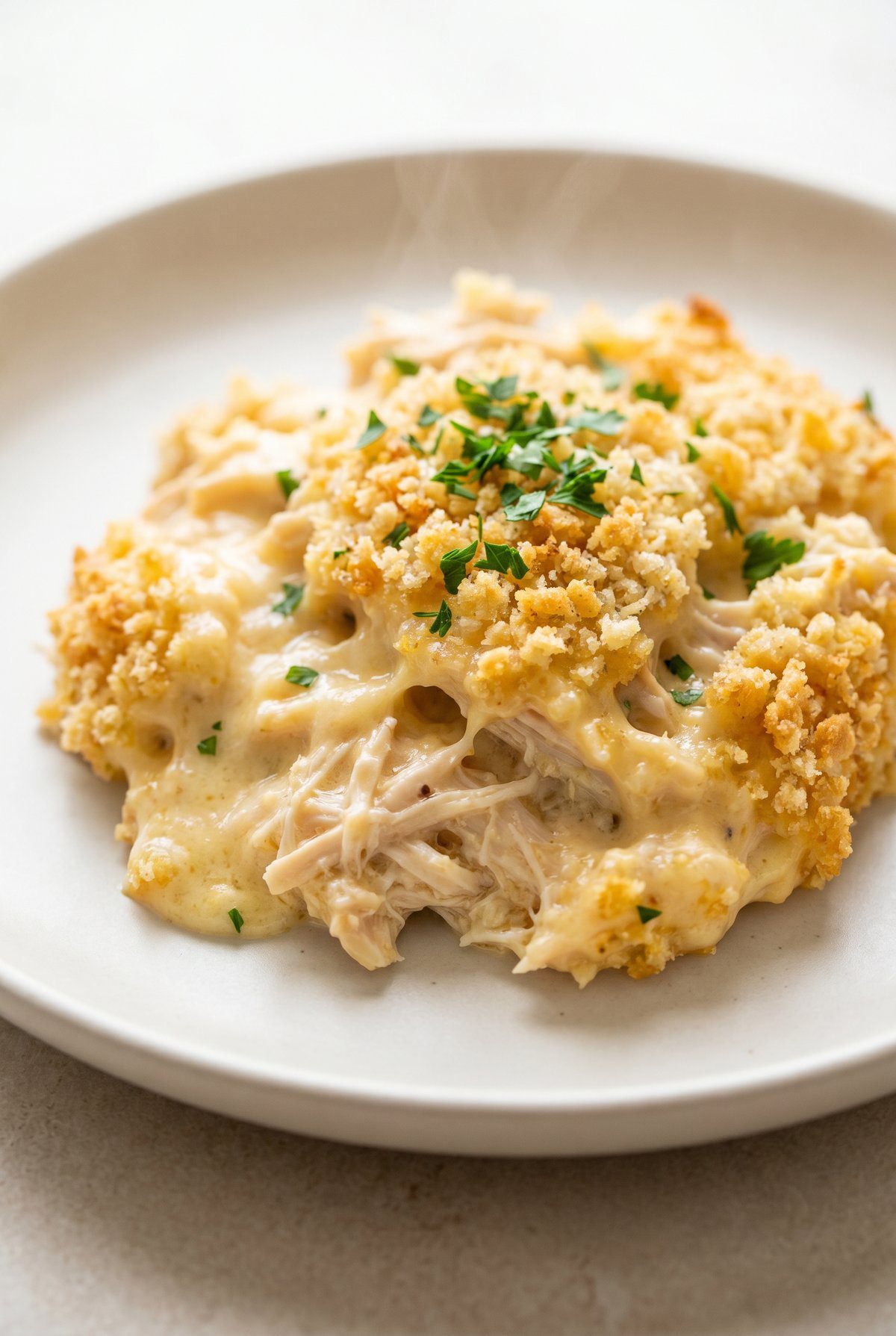 Close-up of Million Dollar Chicken Casserole