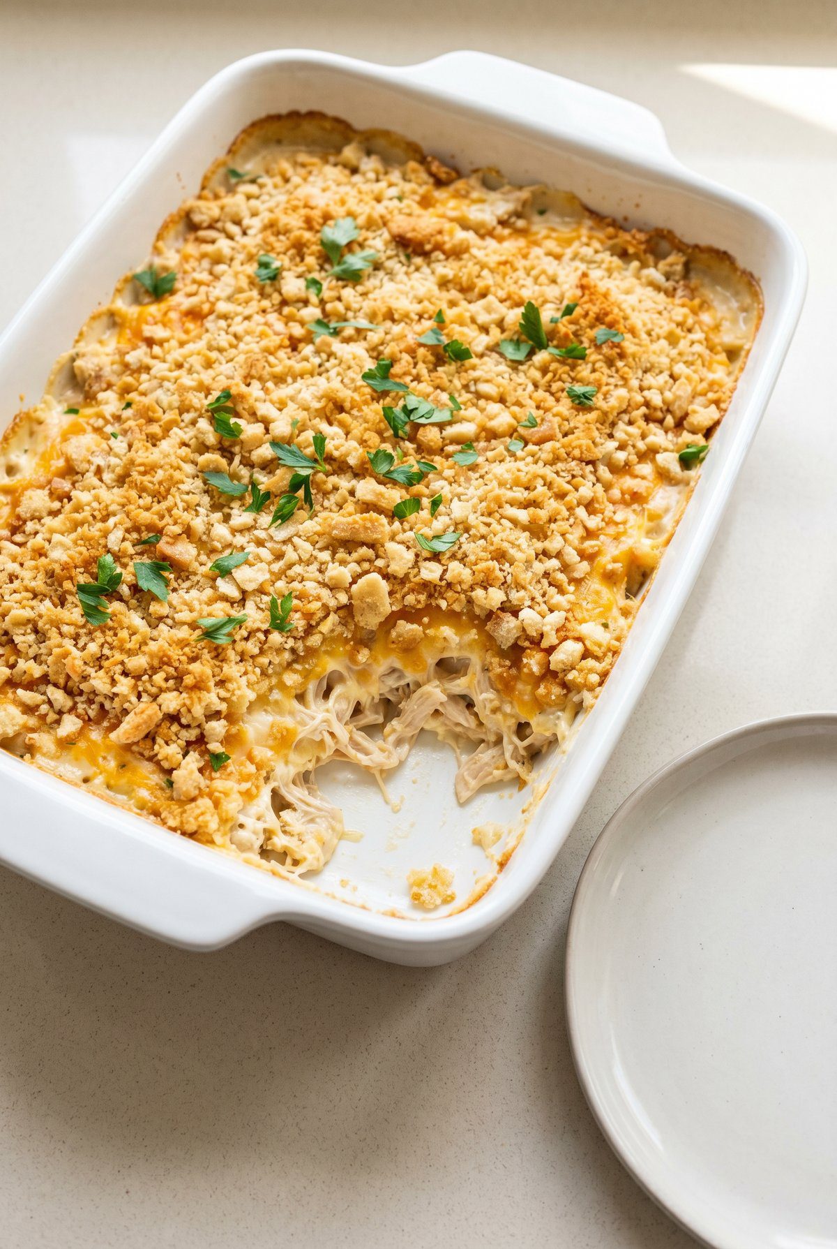 Million Dollar Chicken Casserole ready to serve