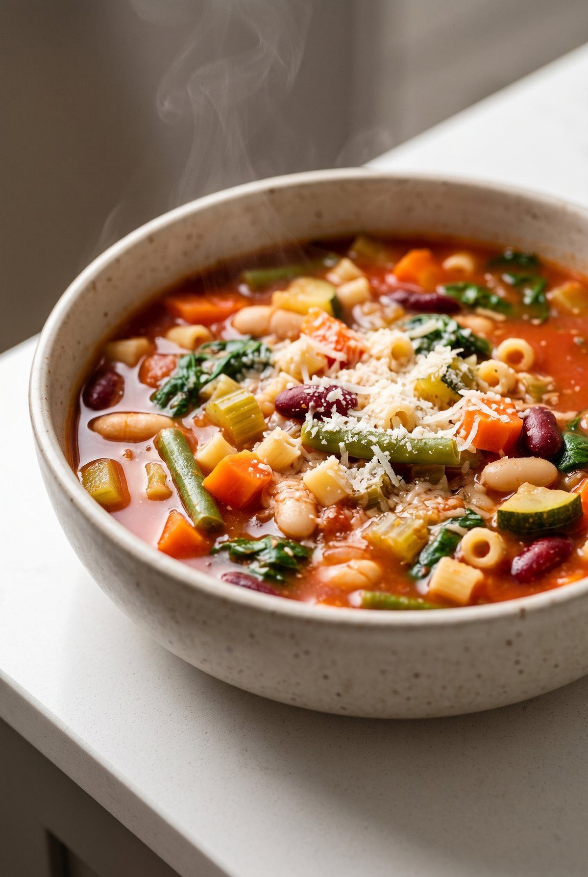 Minestrone Soup served and ready to eat