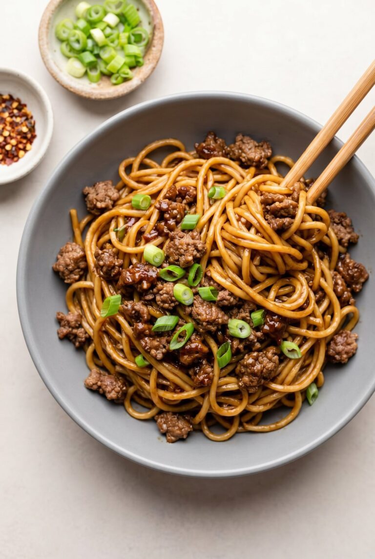Mongolian Ground Beef Noodles
